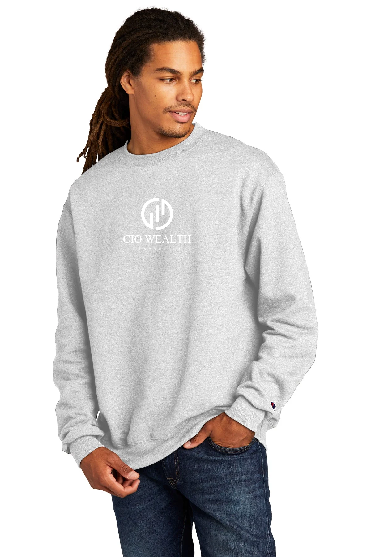 Champion Eco Fleece Crewneck Sweatshirt, Silver Grey [CIO Wealth Strategies]
