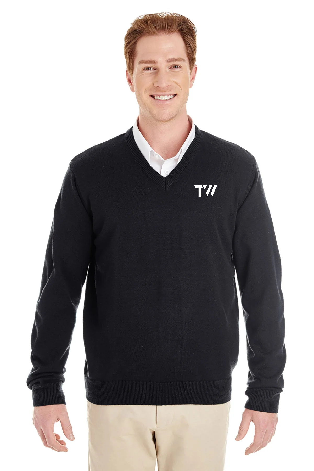 Harriton Pilbloc Custom V-Neck Sweaters, Black [TW Constructors]