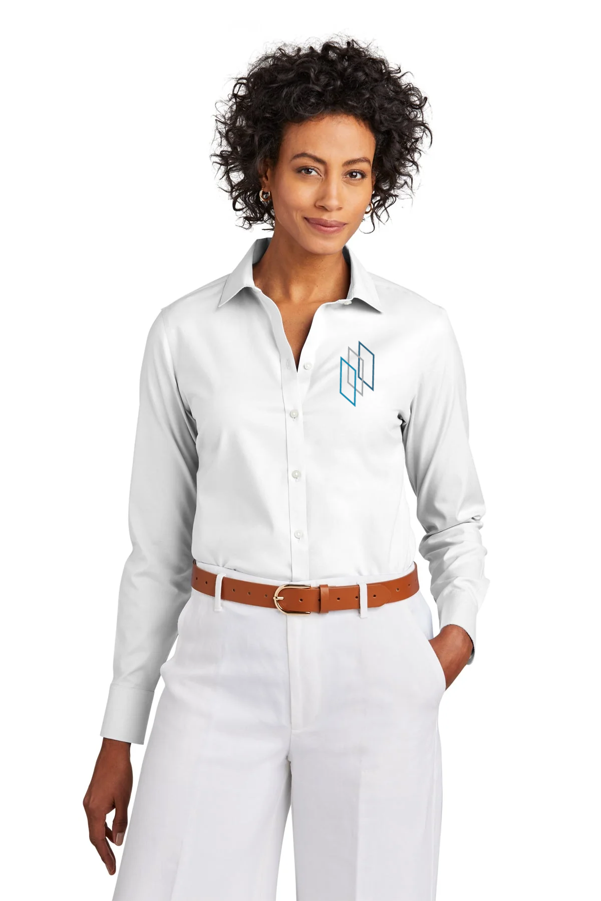 Brooks Brothers Womens Wrinkle-Free Stretch Pinpoint Shirt, White [Glazing Solutions]