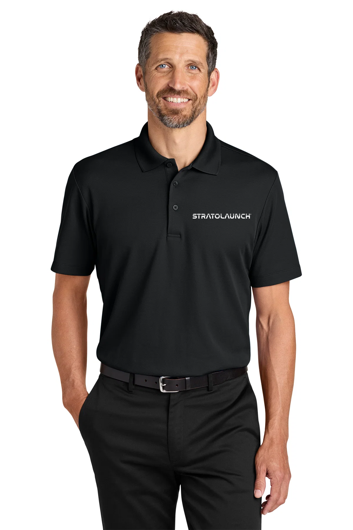 Port Authority Plaited Pique Polo, Deep Black [Stratolaunch]