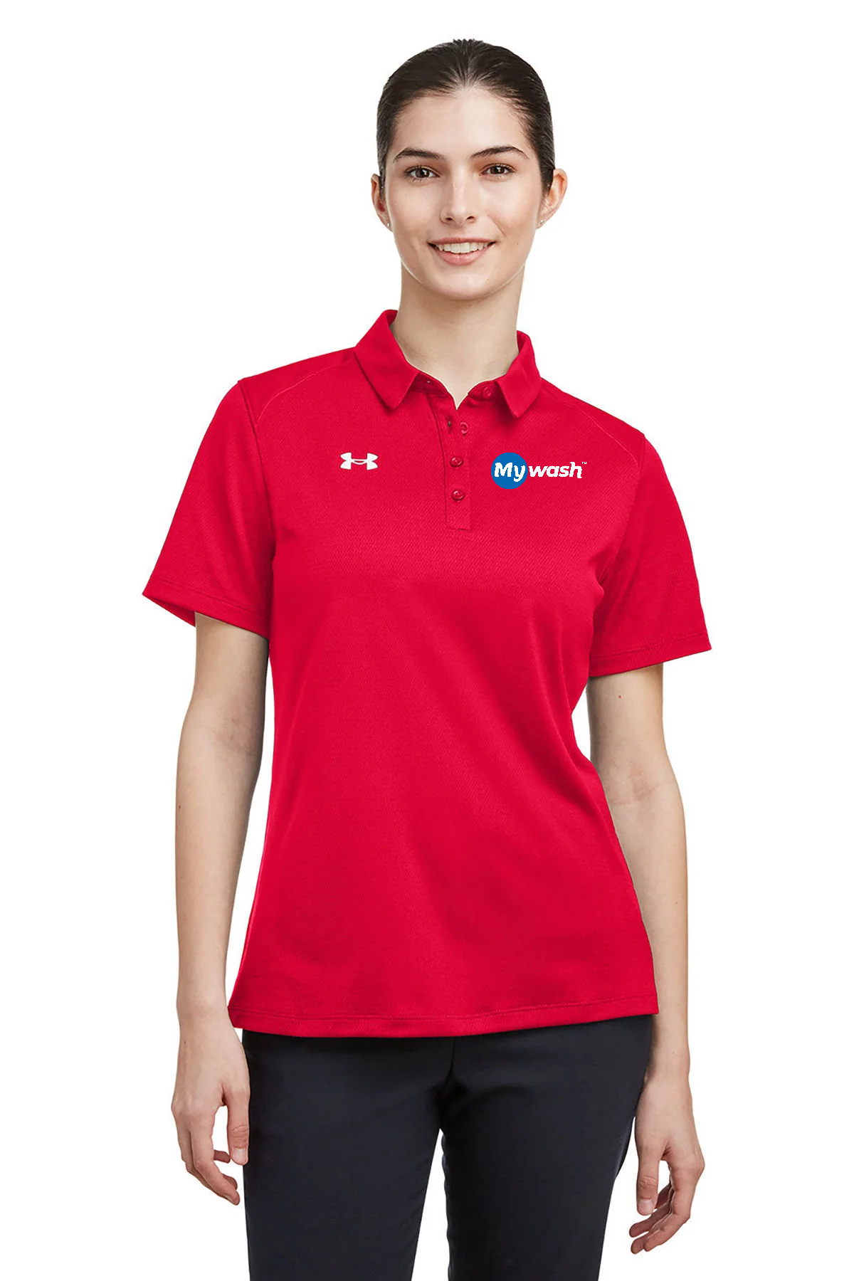 Under Armour Ladies Tech Polo, Red [MyWash Car Wash]