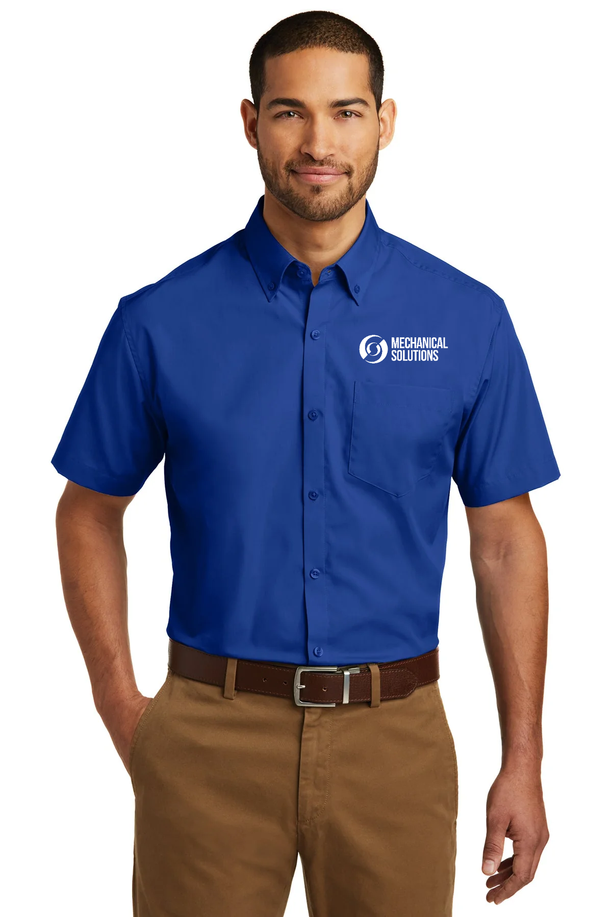 Port Authority Short Sleeve Carefree Custom Poplin Shirts, True Royal [Mechanical Solutions]