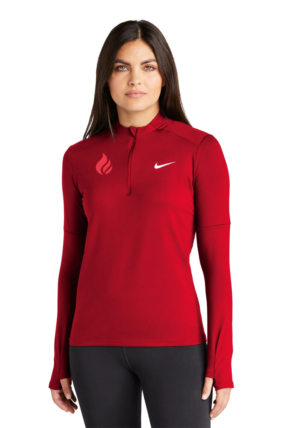 Nike Ladies Dri-FIT Element Custom Quarter Zips, Top Scarlet [Fire Solutions]