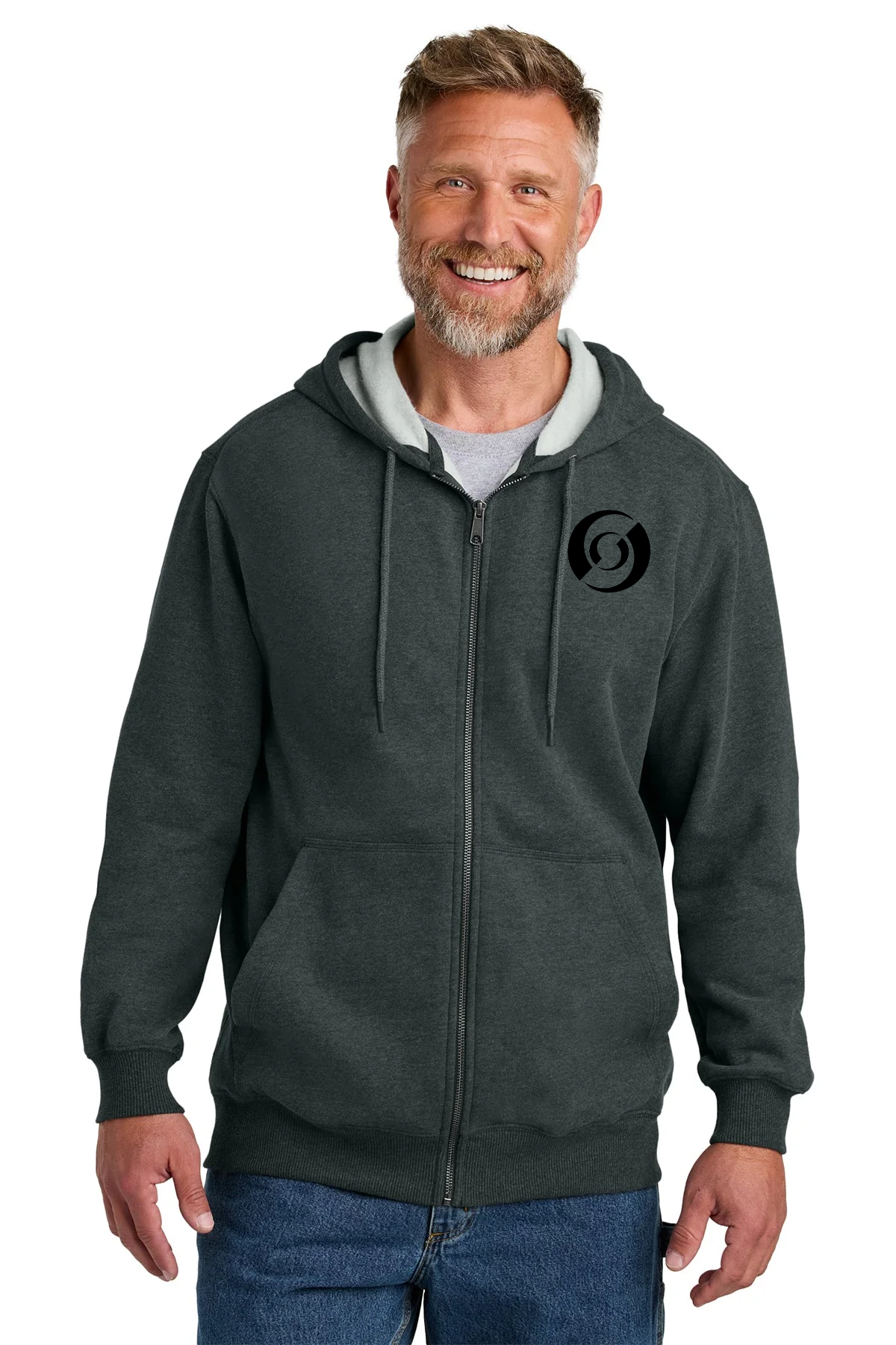 CornerStone Tough Fleece Custom Full-Zip Hoodies, Charcoal Heather [Mechanical Solutions]