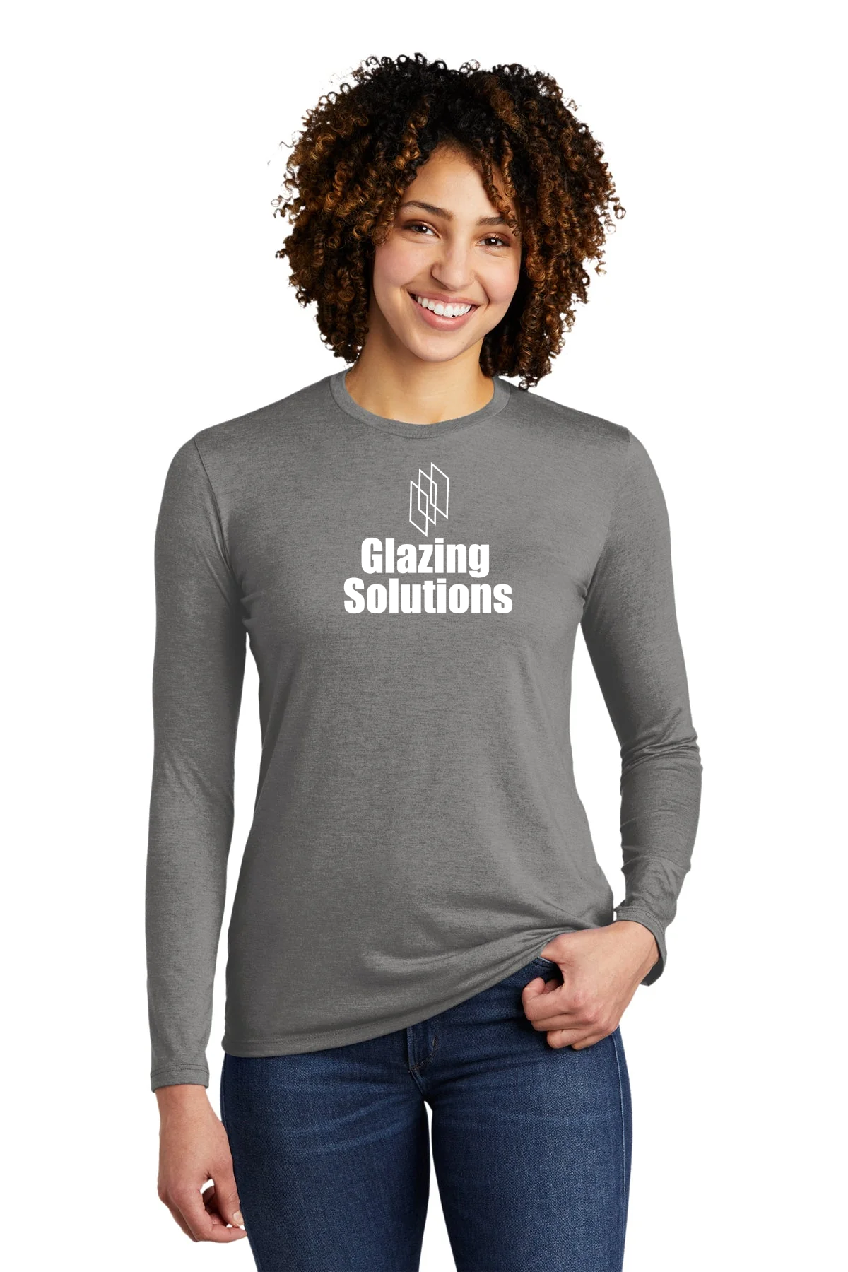 Allmade Women's Tri-Blend Customized Long Sleeve Tee, Aluminum Grey [Glazing Solutions]