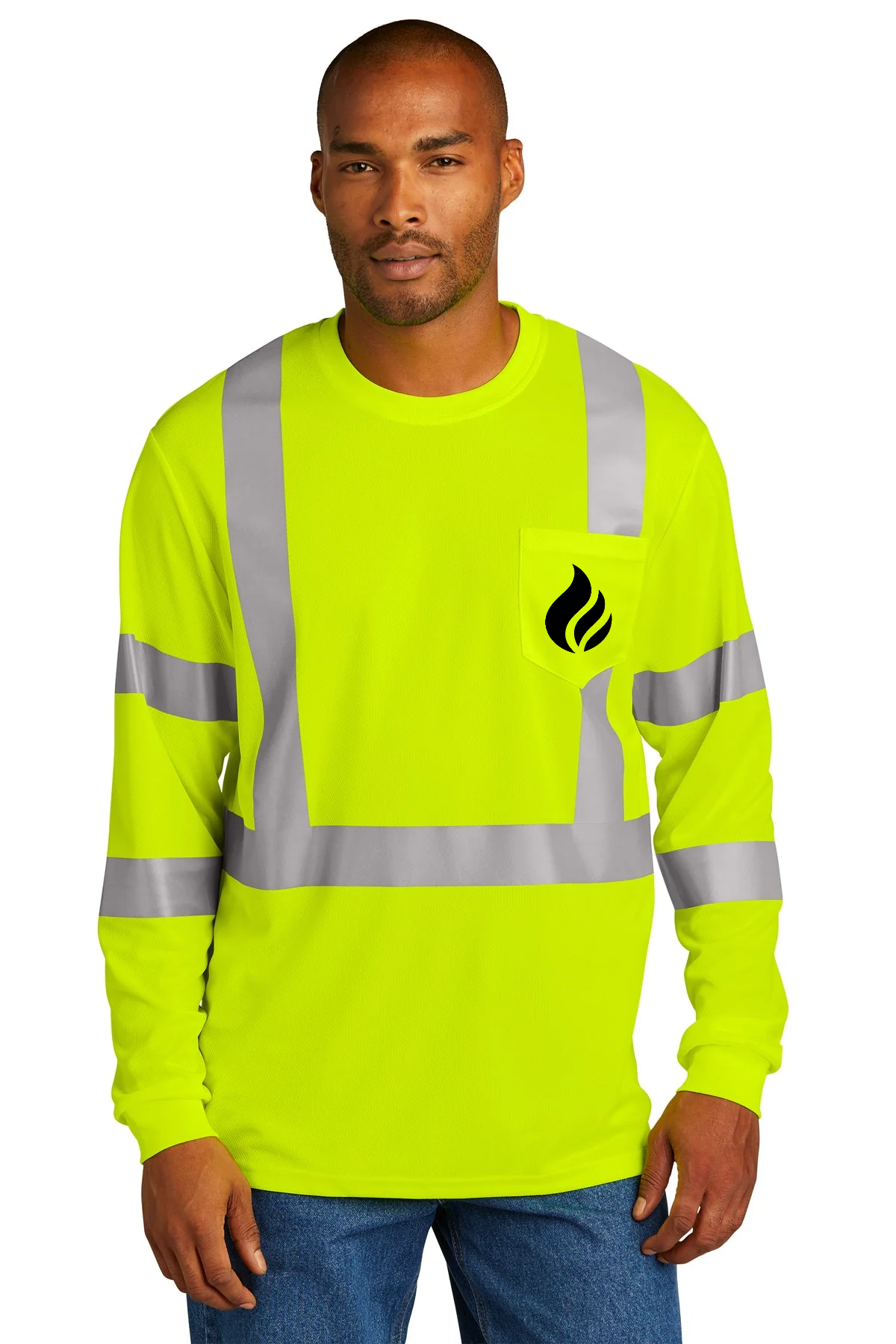CornerStone ANSI 107 Class 3 Mesh Long Sleeve Custom Tee's, Safety Yellow [Fire Solutions]