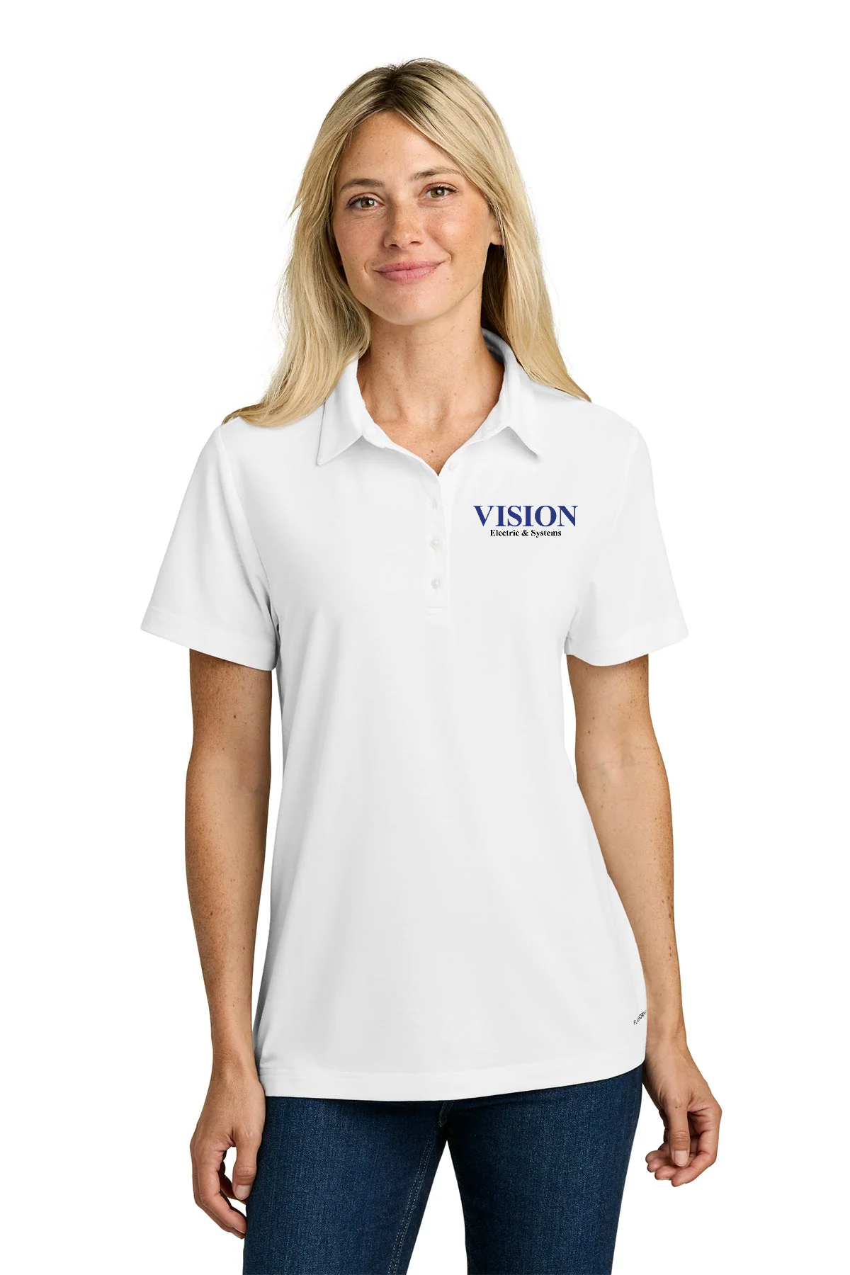 The North Face Womens Canyon Crest Custom Polos, TNF White [Vision Electric and Systems]