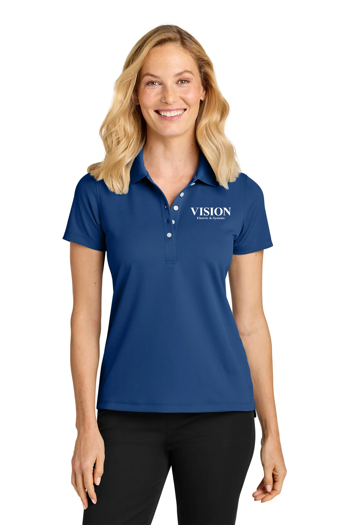Port Authority Womens Dry Zone Stain-Release Grid Polo, Royal [Vision Electric and Systems]