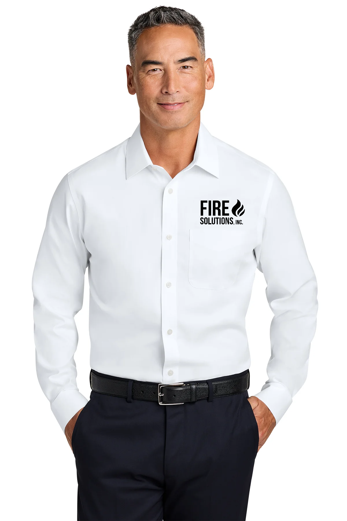 Brooks Brothers Wrinkle-Free Stretch Pinpoint Spread Collar Shirt, White [Fire Solutions]