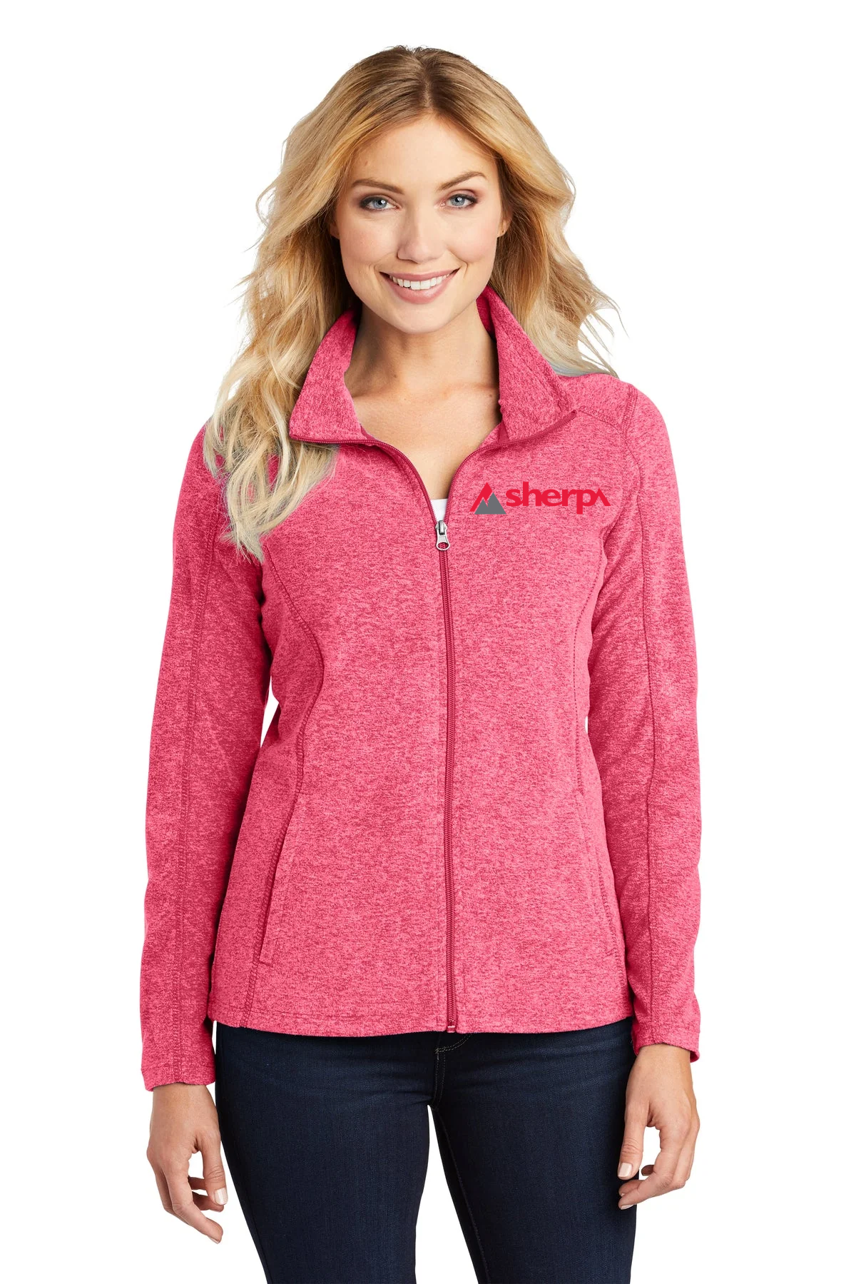 Port Authority Ladies Heather Microfleece Branded Full-Zip Jackets, Pink Raspberry Heather [Sherpa LLC]