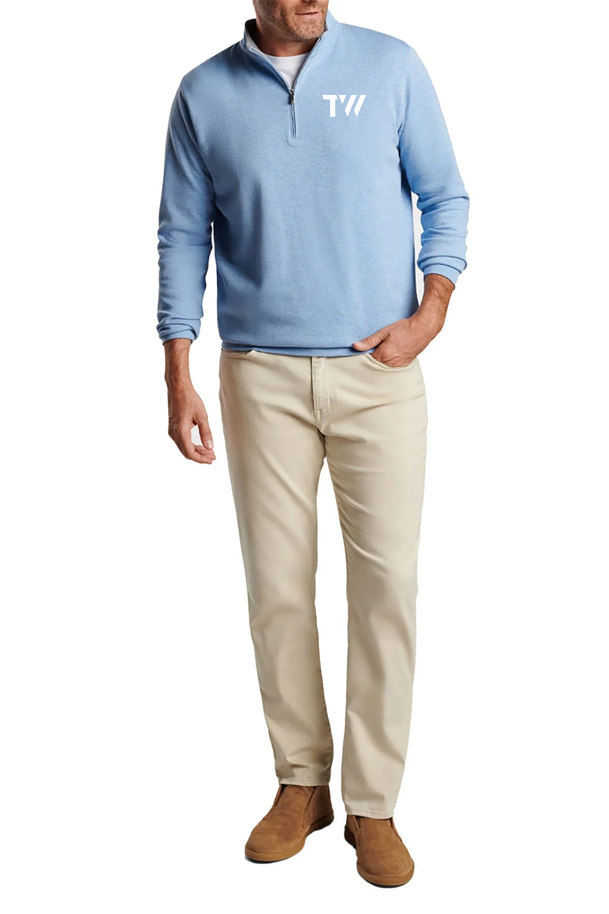 Peter Millar Crown Comfort Custom Quarter-Zips, Cottage Blue [TW Constructors]