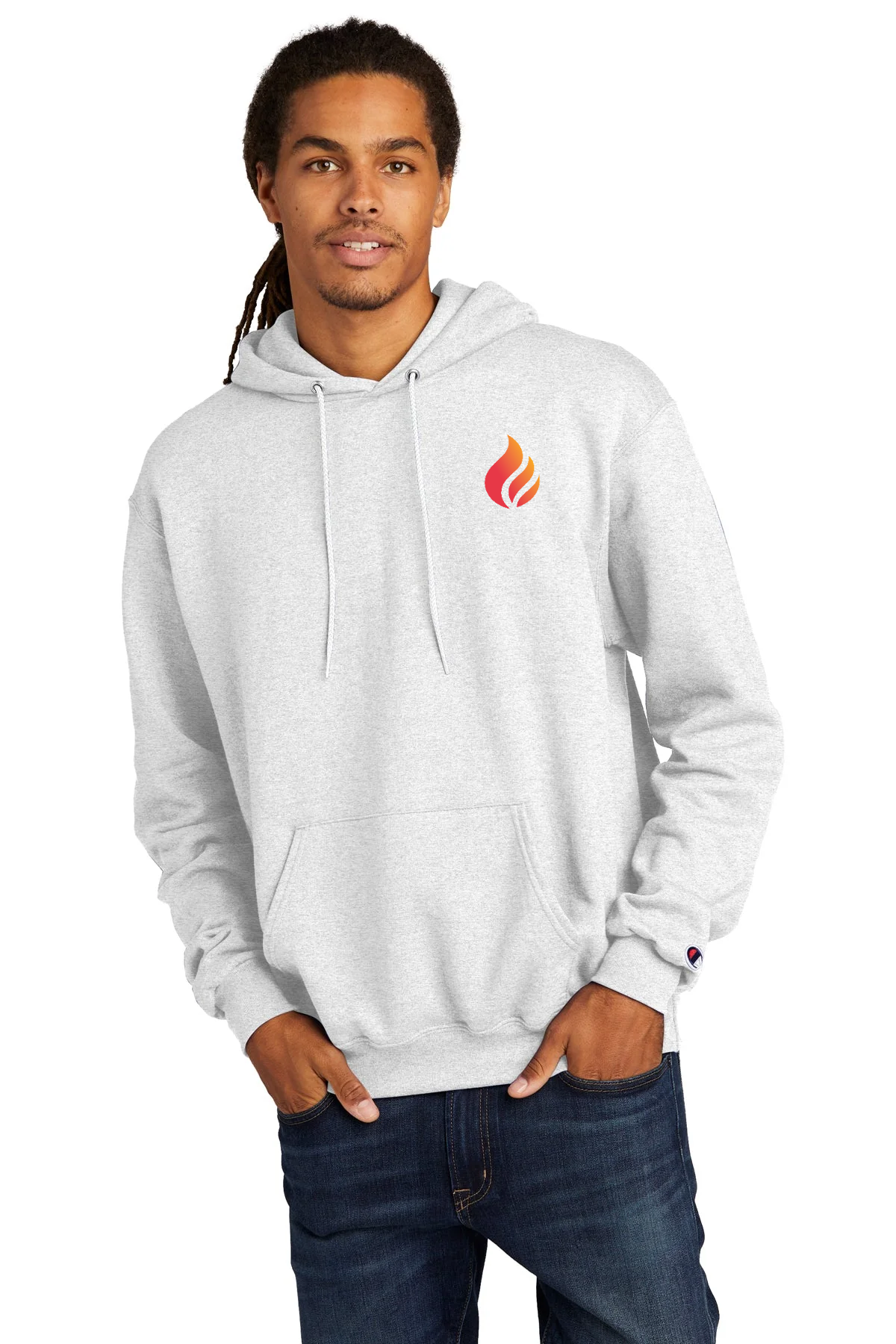 Champion Eco Fleece Pullover Hoodie, Silver Grey [Fire Solutions]