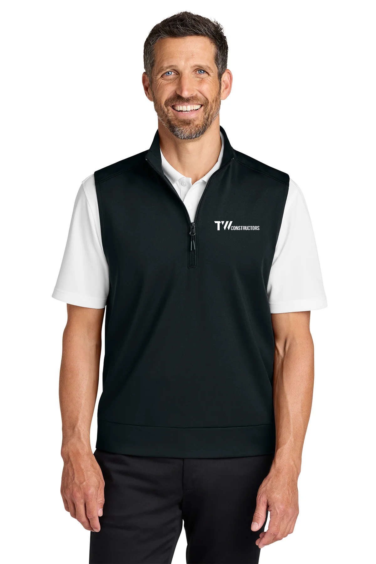 Port Authority C-FREE Double Knit 1/4-Zip Vest, Deep Black [TW Constructors]