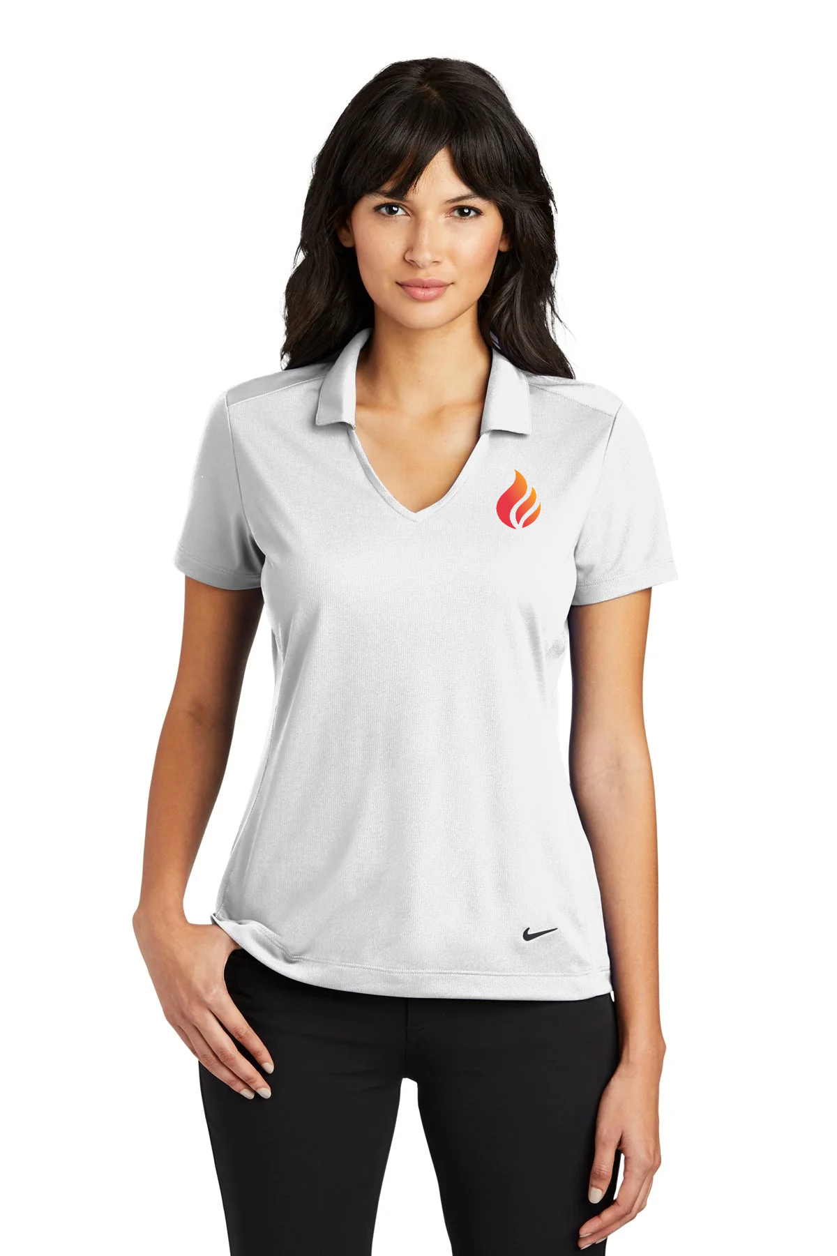 Nike Ladies Dri-FIT Vertical Mesh Customized Polos, White [Fire Solutions]