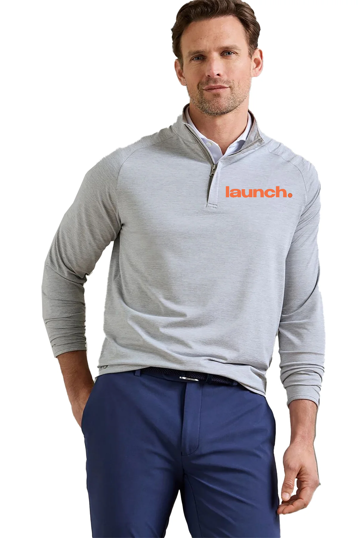 Peter Millar Stealth Stripe Performance Custom Quarter-Zips, Gale Grey [Launch]