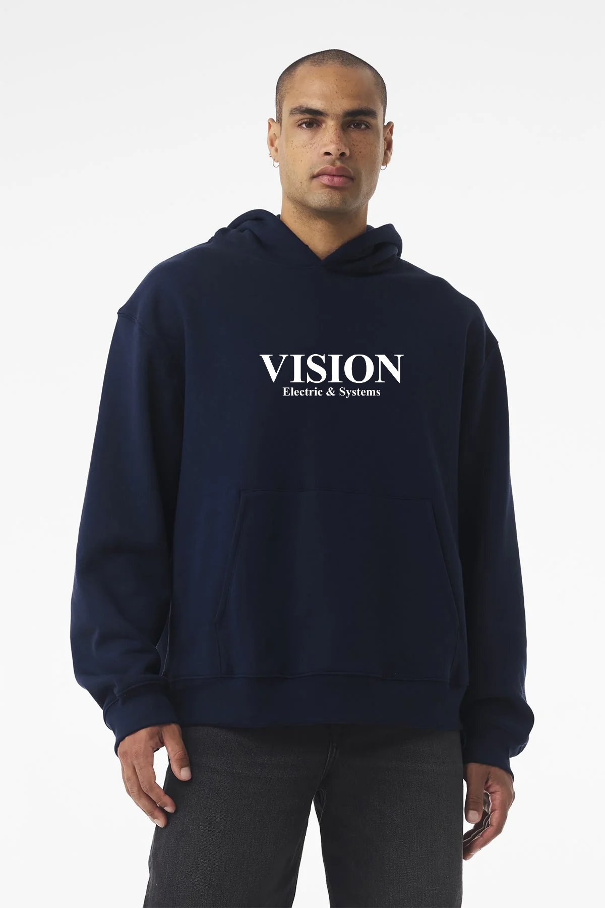 Bella Canvas Unisex Heavyweight Custom Pullover Hoodies, Navy [Vision Electric and Systems]