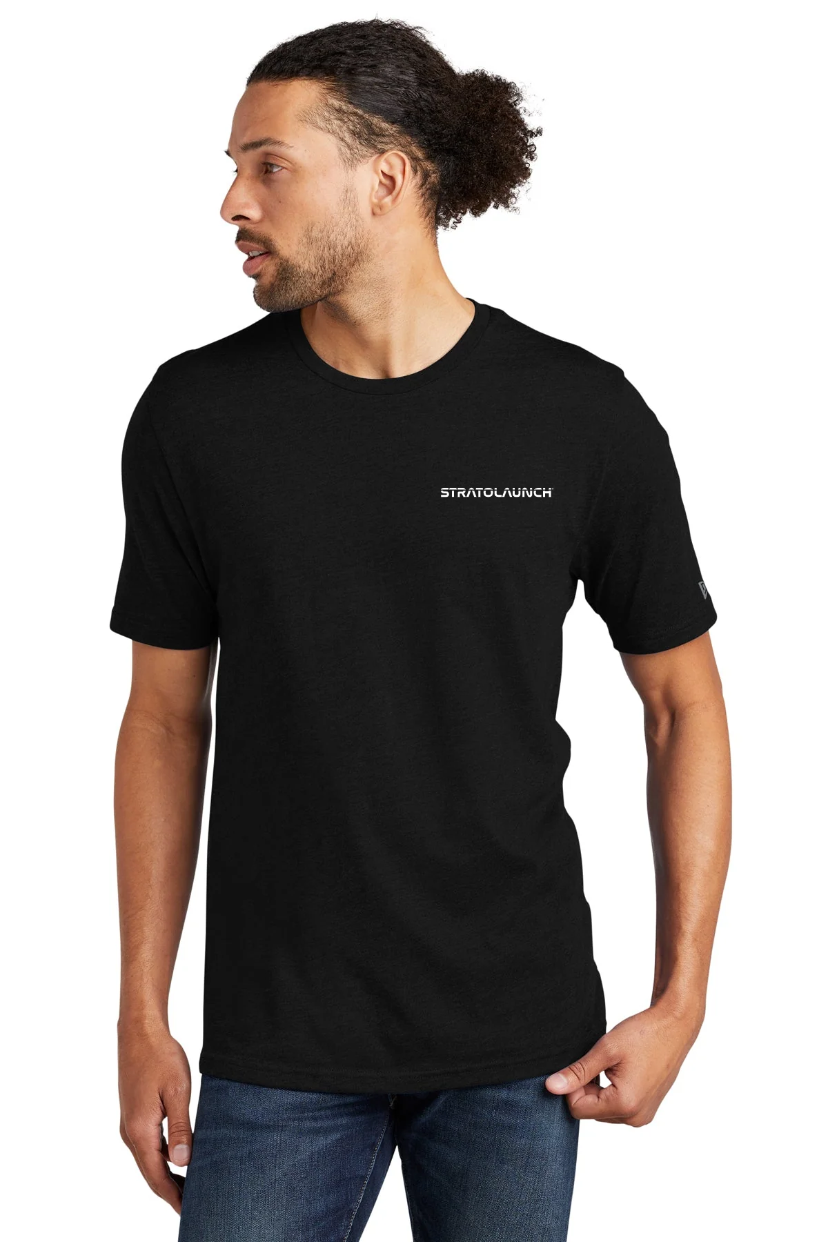 New Era Tri-Blend Custom Printed Tee's, Black Solid [Stratolaunch]