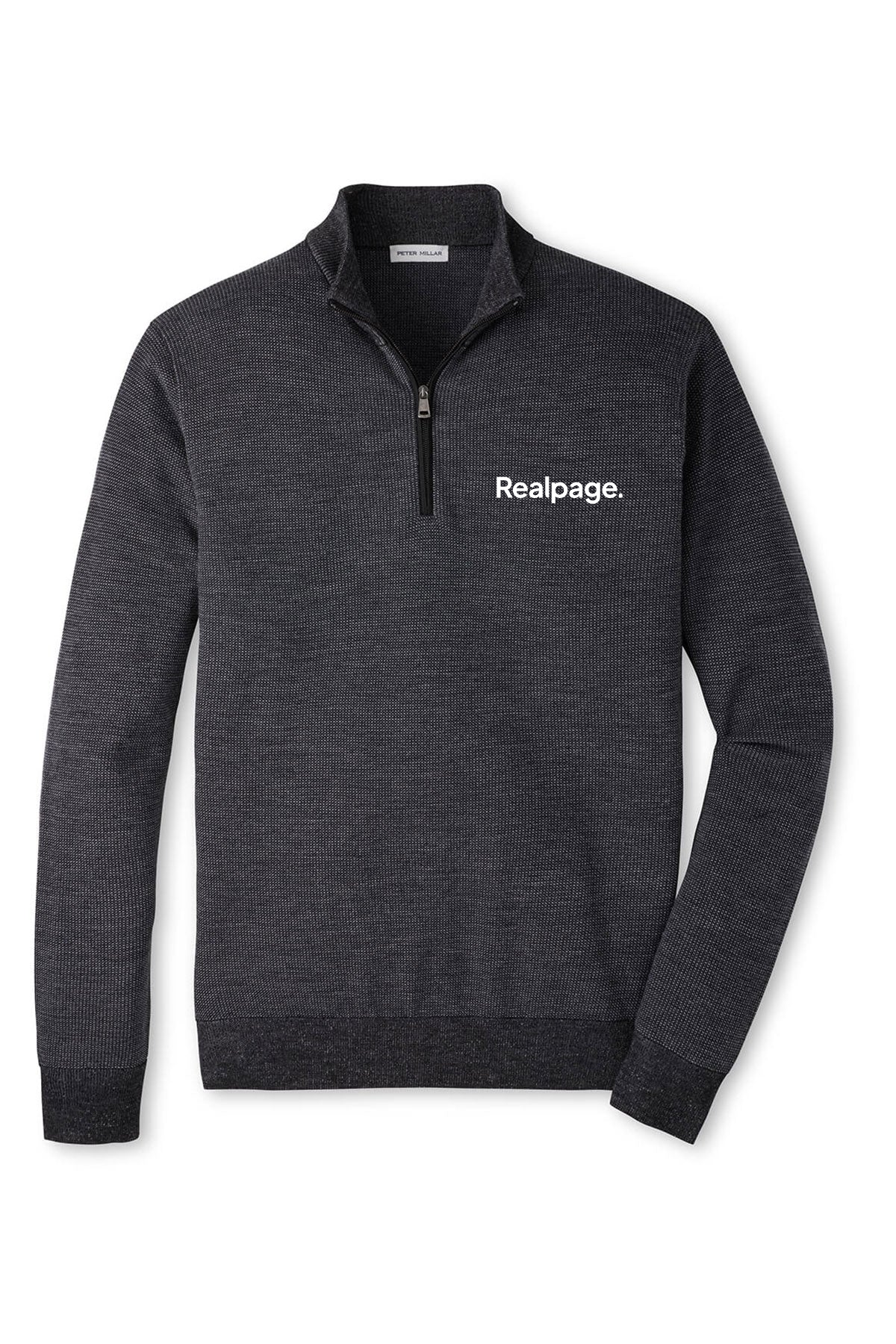 Peter Millar Blair Birdseye Custom Quarter-Zip Sweaters, Charcoal [RealPage]