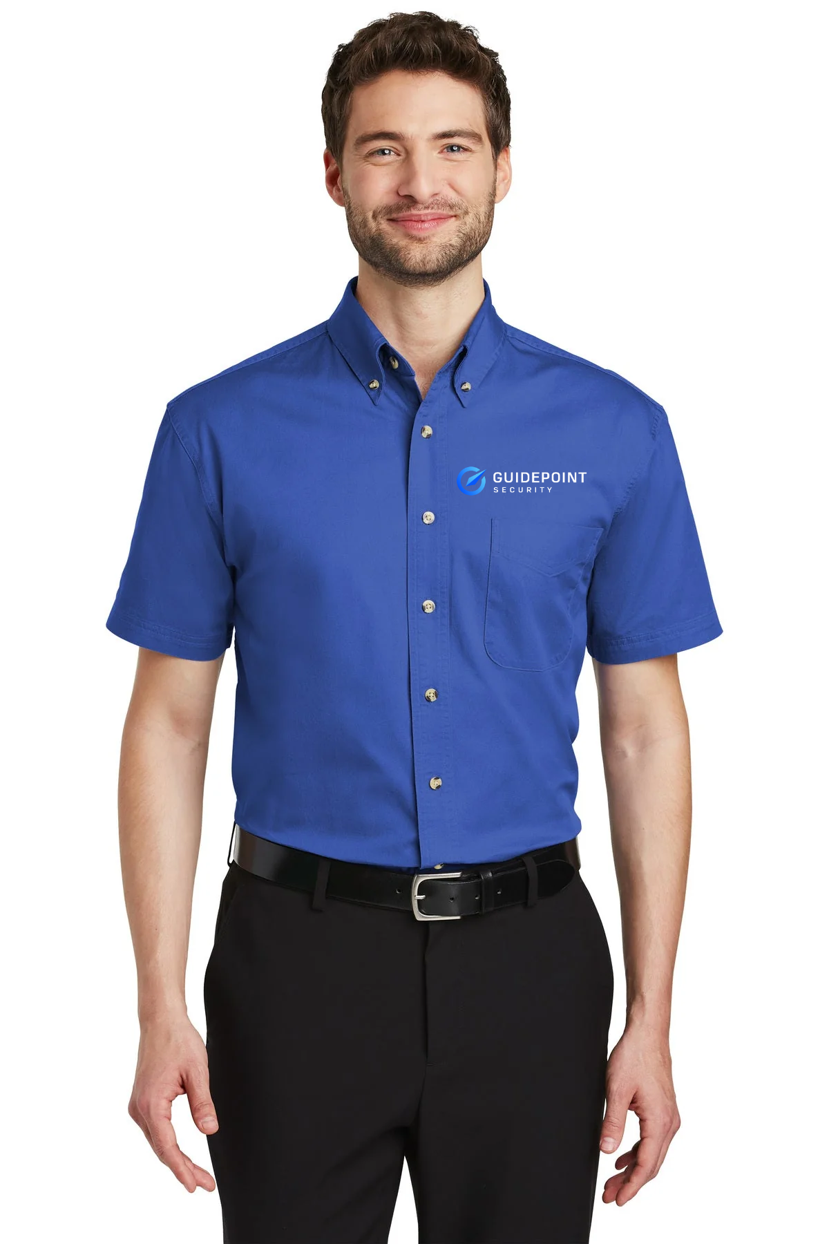 Port Authority Short Sleeve Custom Twill Shirts, Faded Blue [GuidePoint Security]