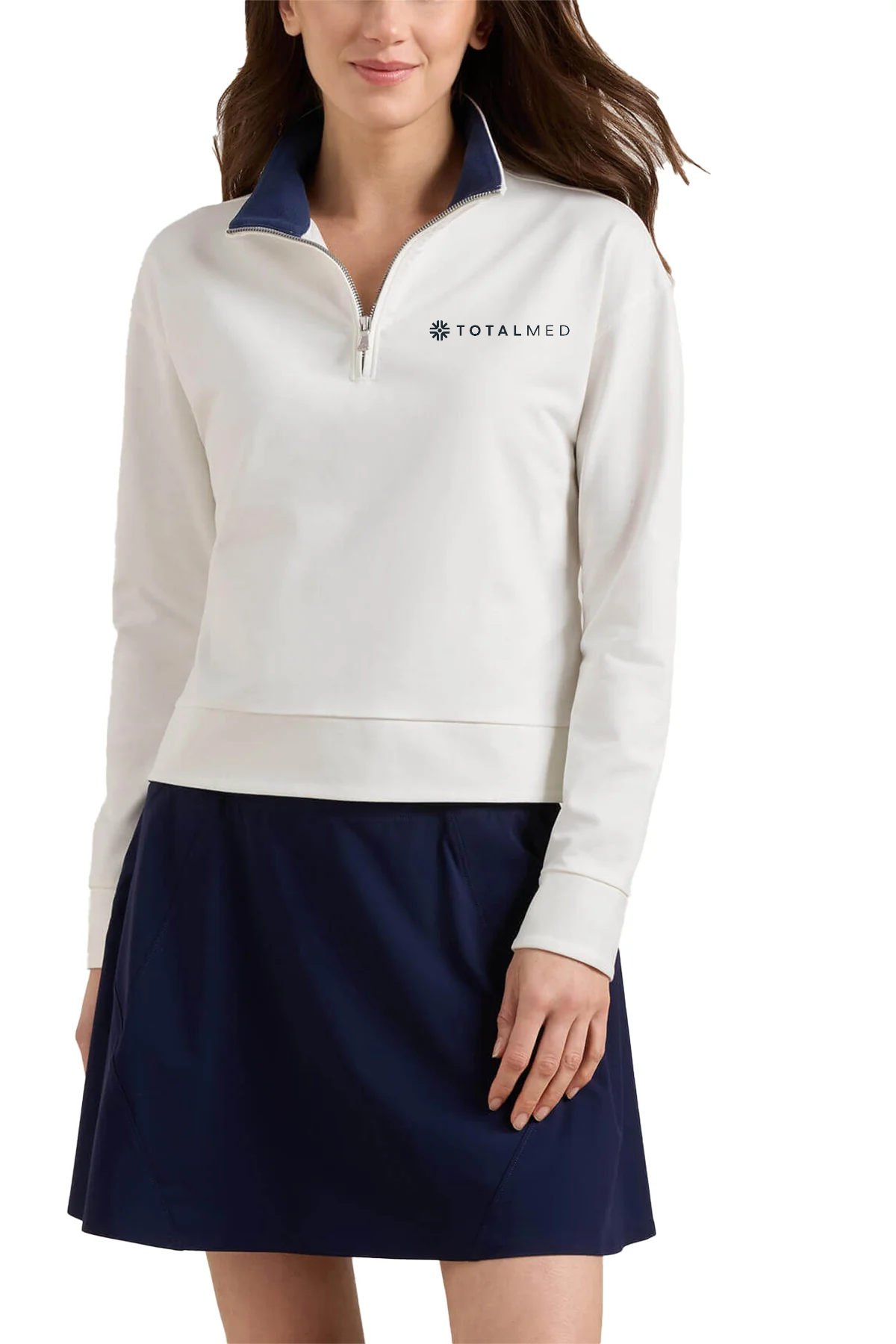 Peter Millar Women's Coolspun Lite Cotton Custom Quarter-Zips, White [TotalMed SURGE Store]