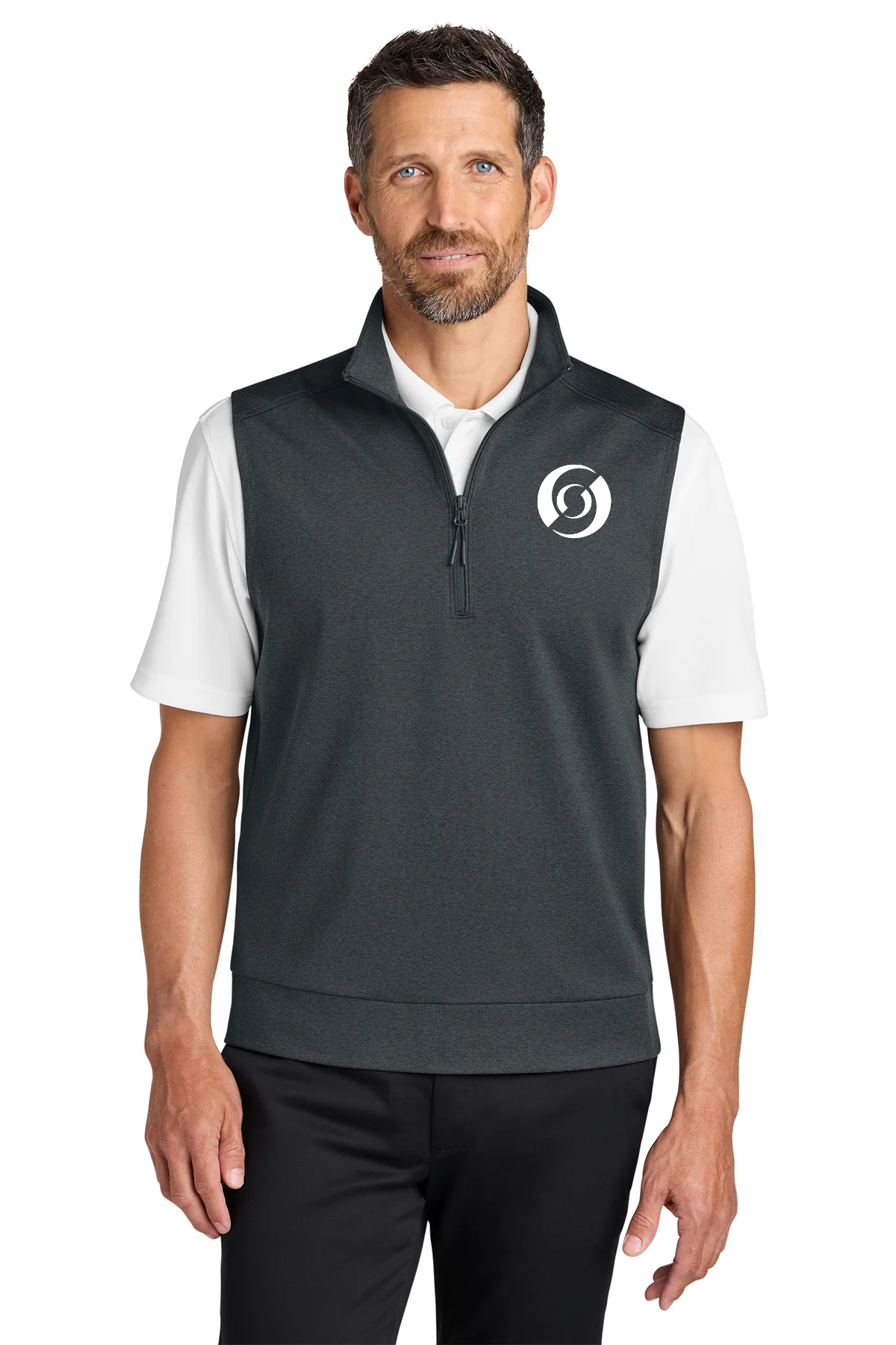 Port Authority C-FREE Double Knit 1/4-Zip Vest, Grey Steel Heather [Mechanical Solutions]