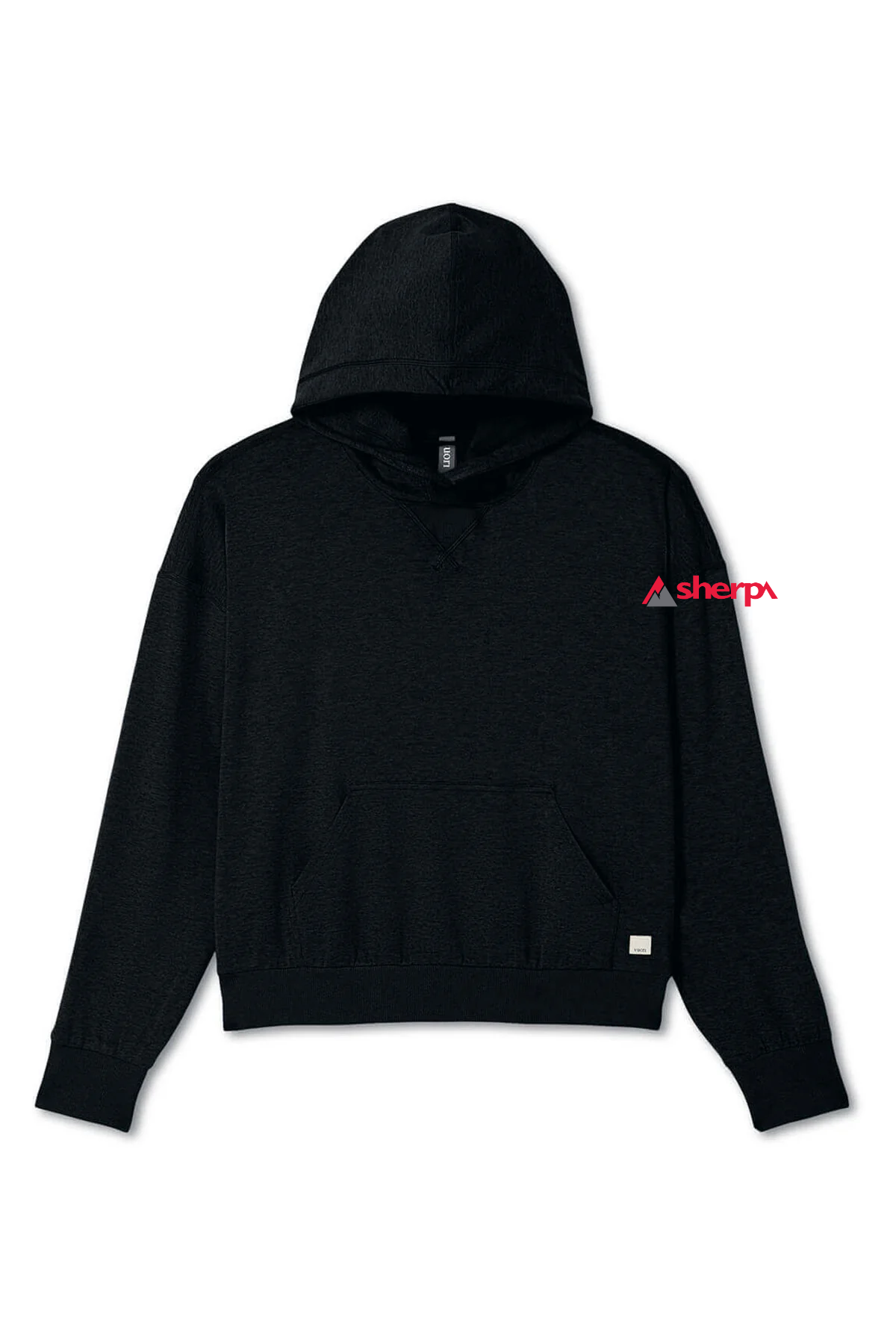 Vuori Women's Halo Modern Custom Pullover Hoodies, Black Heather [Sherpa LLC]