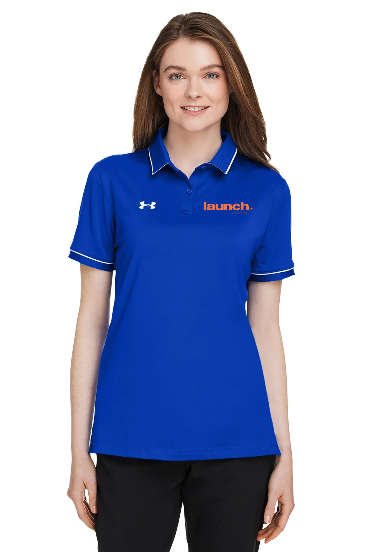 Under Armour Ladies Tipped Teams Performance Branded Polos, Royal [Tetralogicx]