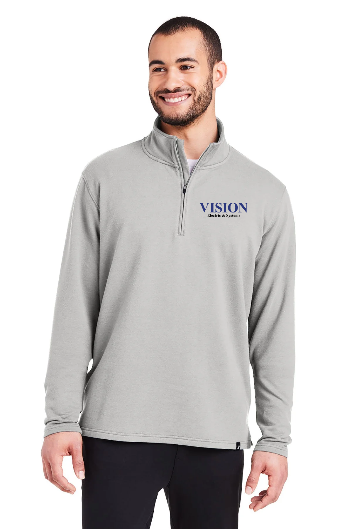 Glyder Mens Vertex Custom Quarter-Zips, Ash Grey [Vision Electric and Systems]