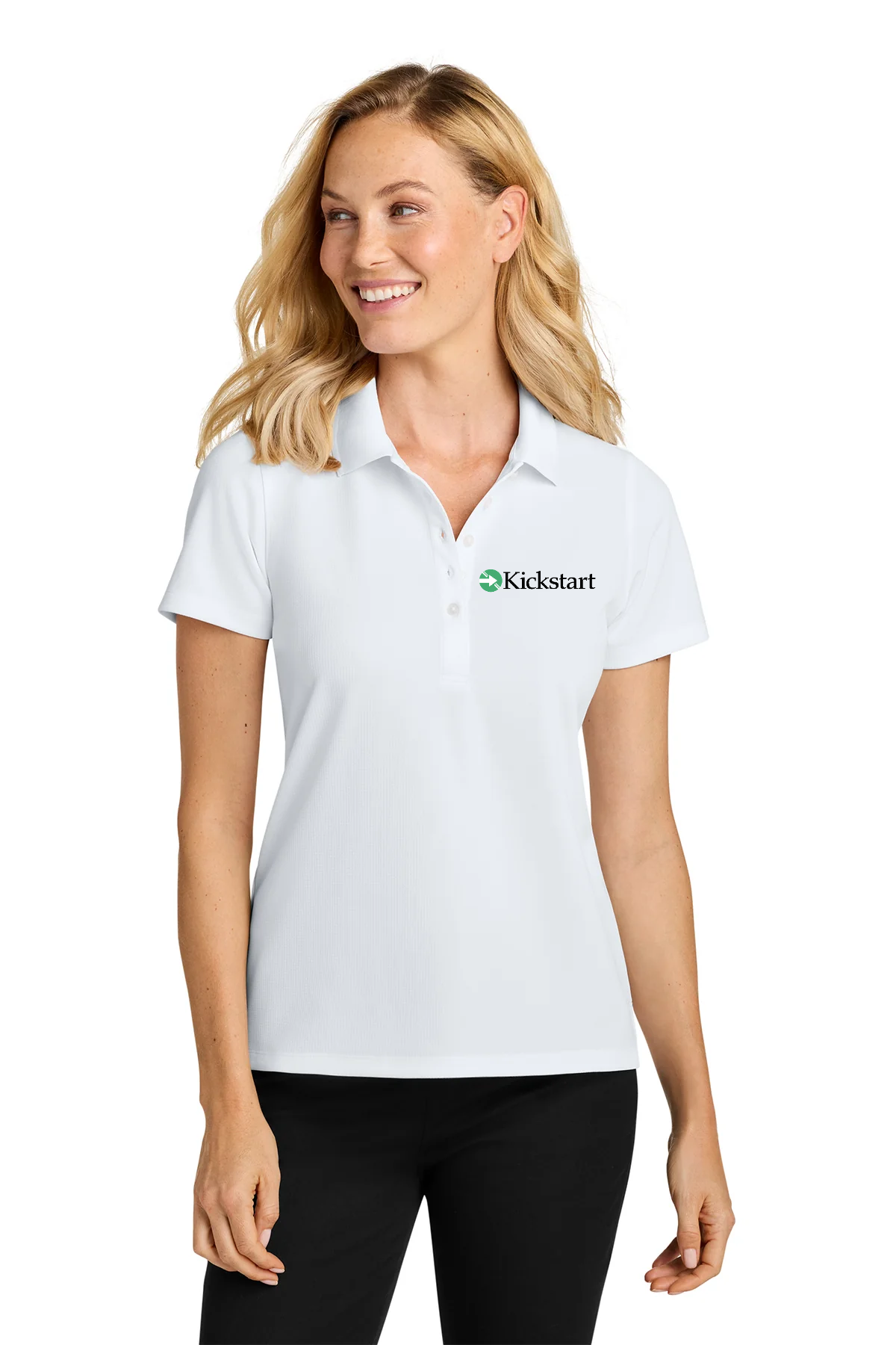 Port Authority Womens Dry Zone Stain-Release Grid Polo, White [Georgia Kickstart]
