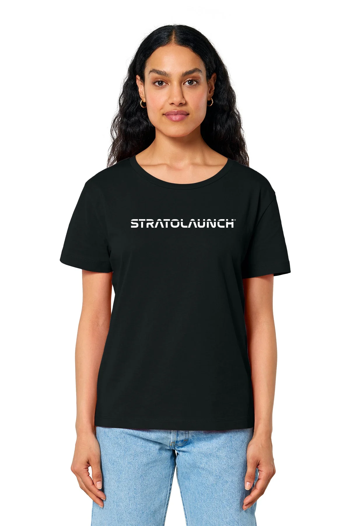 Stanley Stella Women’s Serena Scoop Neck Custom Tee's, Black [Stratolaunch]