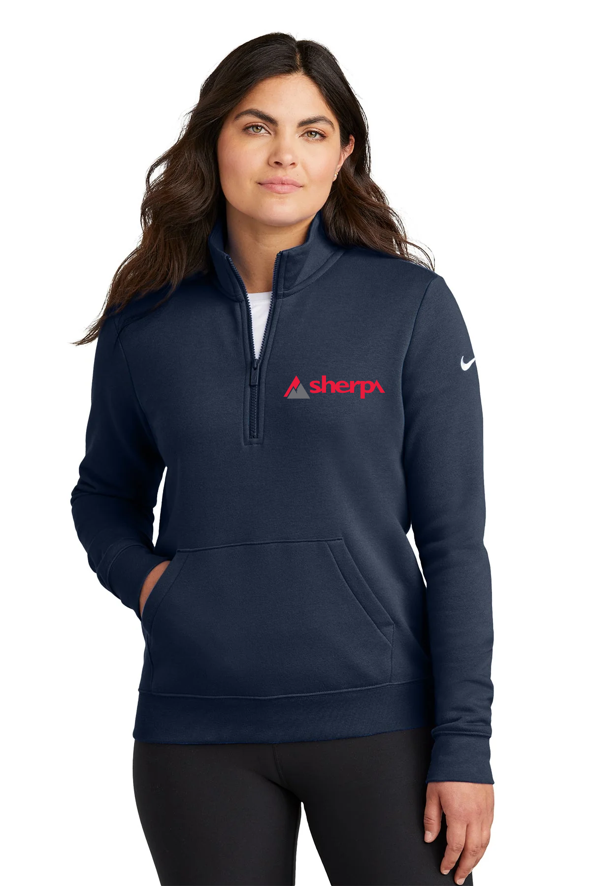 Nike Ladies Club Fleece Custom Quarter-Zips, Midnight Navy [Sherpa LLC]