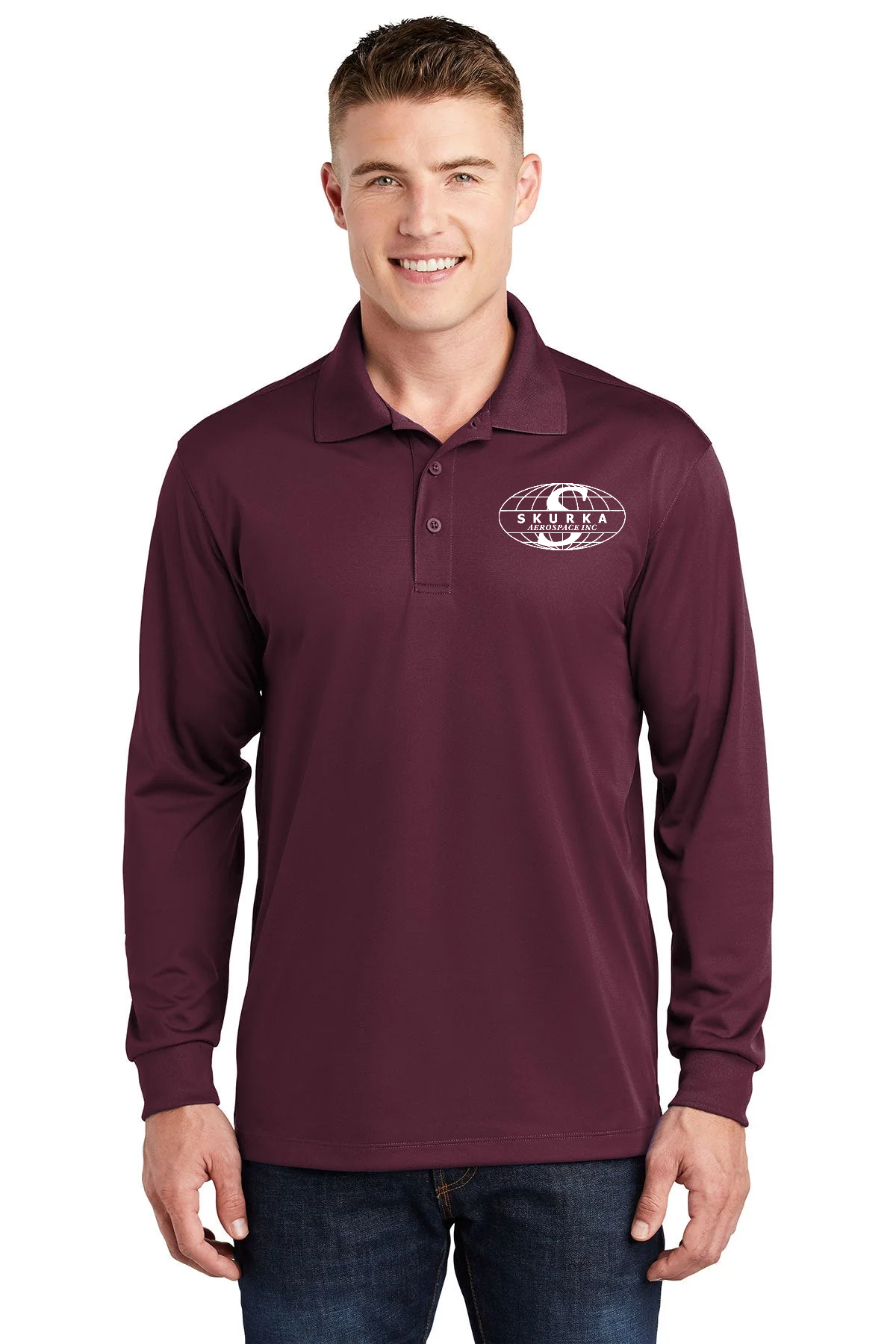 Sport-Tek Long Sleeve Micropique Customized Sport-Wick Polos, Maroon [Skurka Aerospace, Inc.]