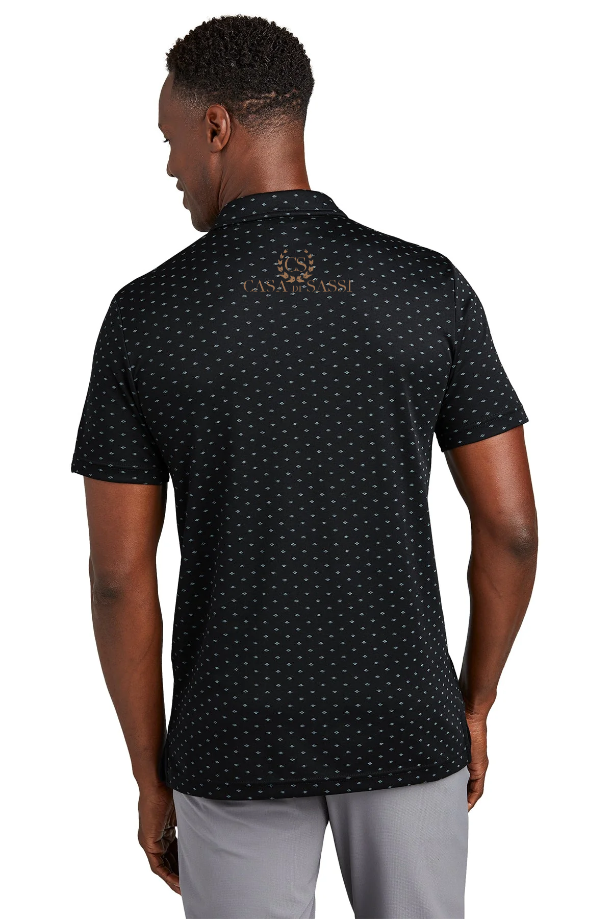 TravisMathew Oceanside Geo Polo, Black with Aegean Blue [Casa Di Sassi  Crafted Collection Fall 2026]