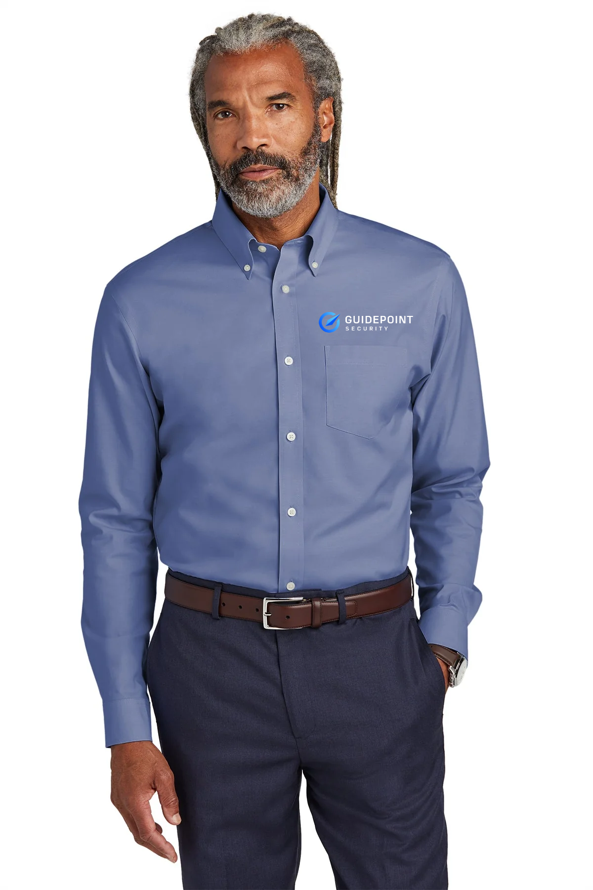Brooks Brothers Wrinkle-Free Stretch Pinpoint Shirt, Cobalt Blue [GuidePoint Security]