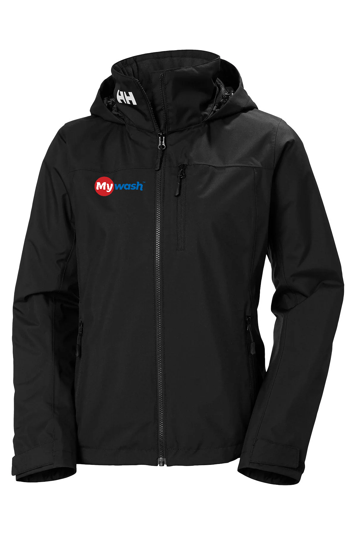 Helly Hansen Womens Crew Hooded Midlayer Custom Jackets 2.0, Black [MyWash Car Wash]