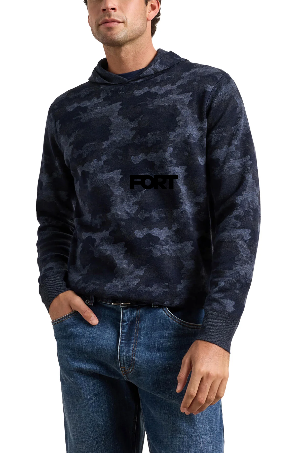 Peter Millar Reversible Camo Popover Custom Hoodies, Midnight Navy [FAZILTEST]