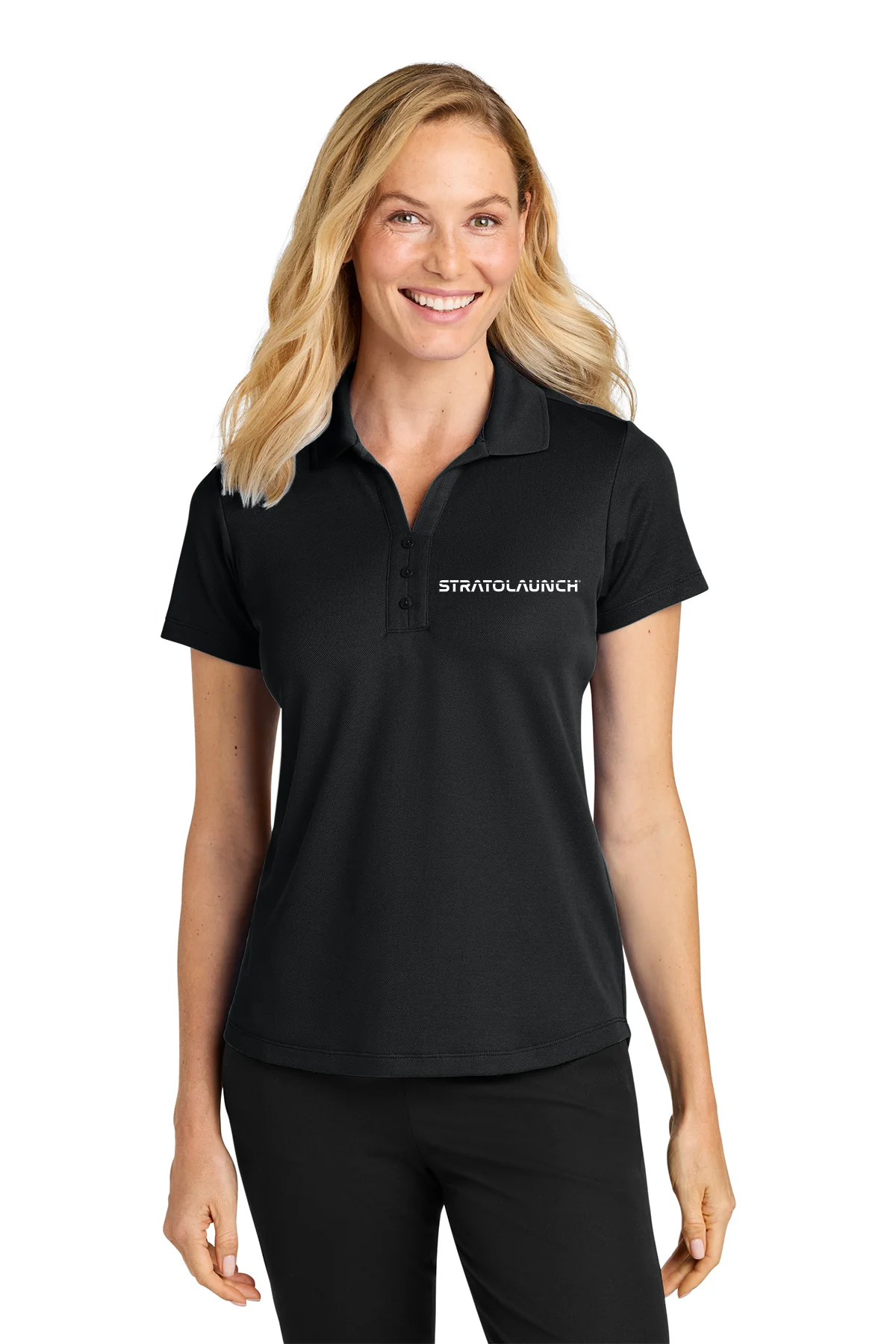 Port Authority Womens Plaited Pique Polo, Deep Black [Stratolaunch]