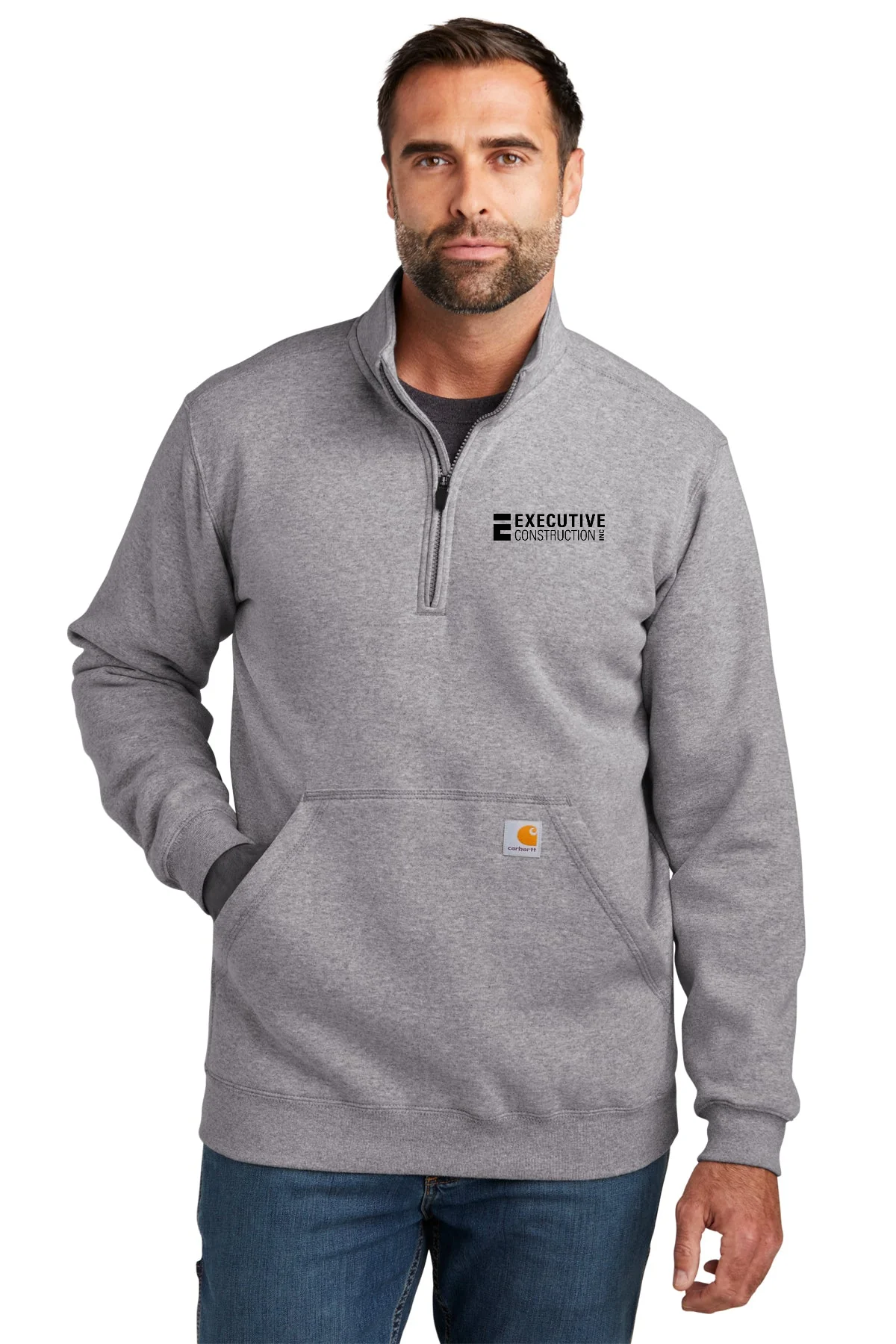 Carhartt Mock Neck Custom Sweatshirts, Heather Grey [Executive Construction]