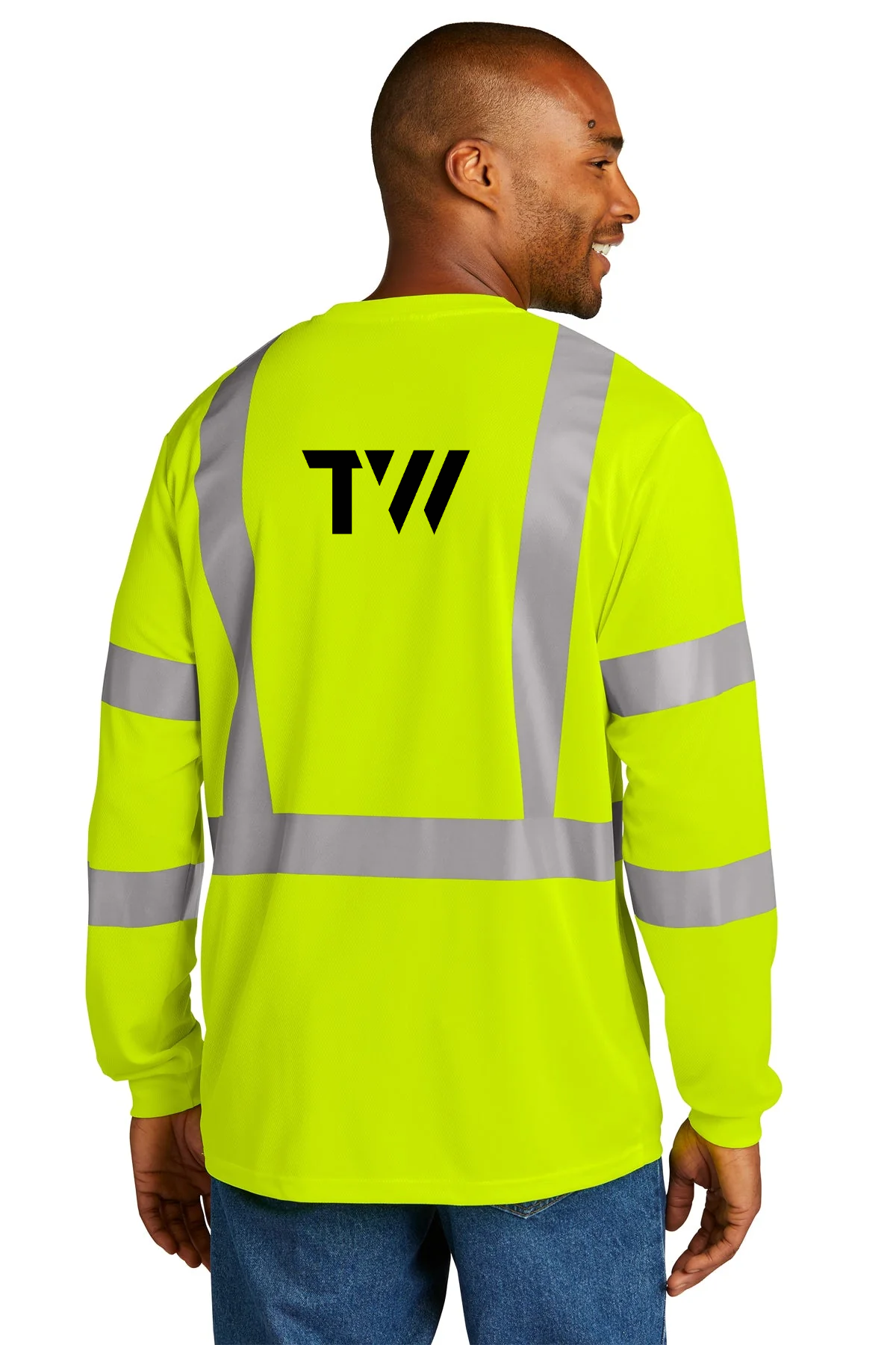 CornerStone ANSI 107 Class 3 Mesh Long Sleeve Custom Tee's, Safety Yellow [TW Constructors]