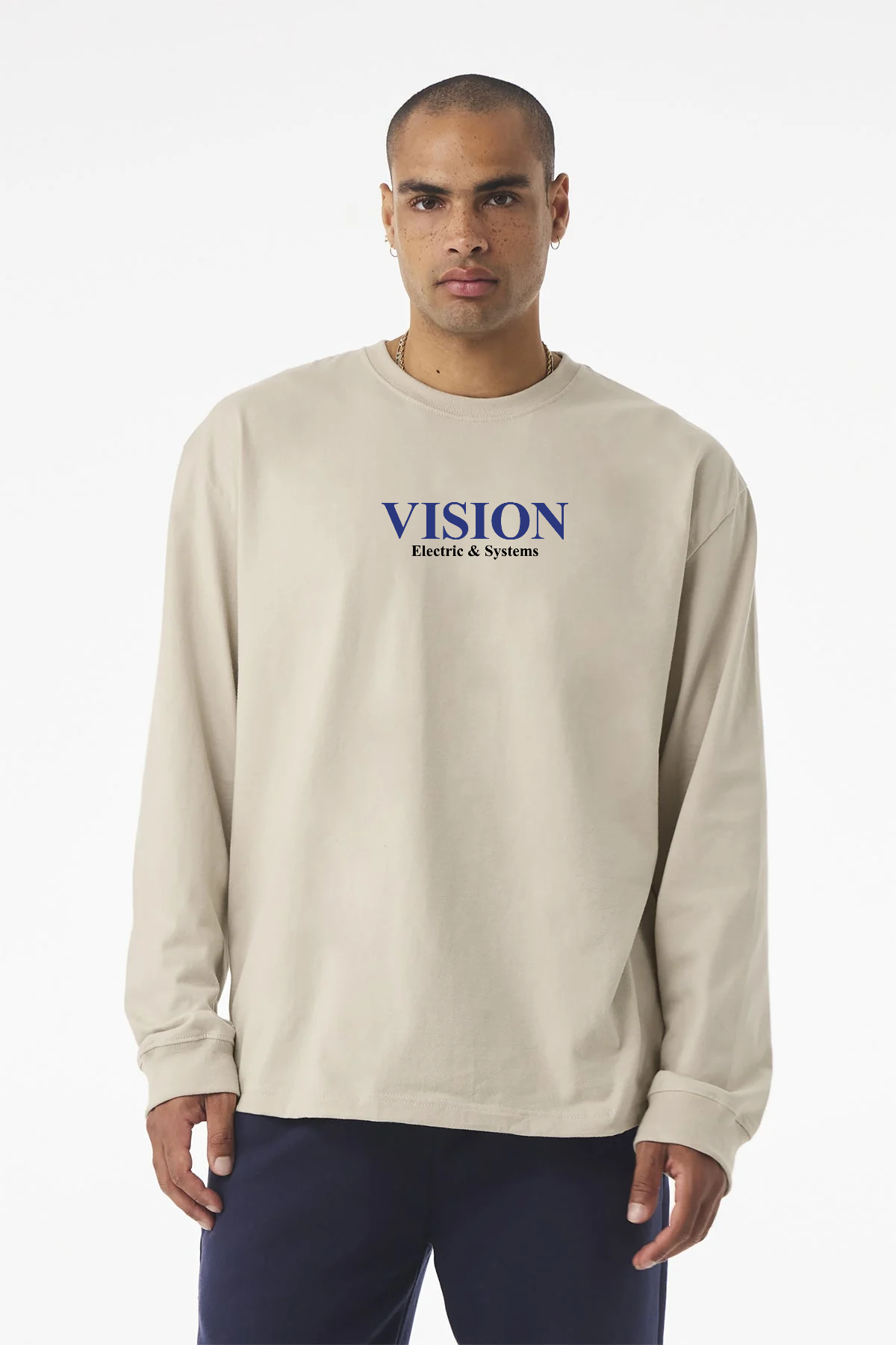 Bella Canvas Unisex Heavyweight Custom Long Sleeve Tee's, Dust [Vision Electric and Systems]
