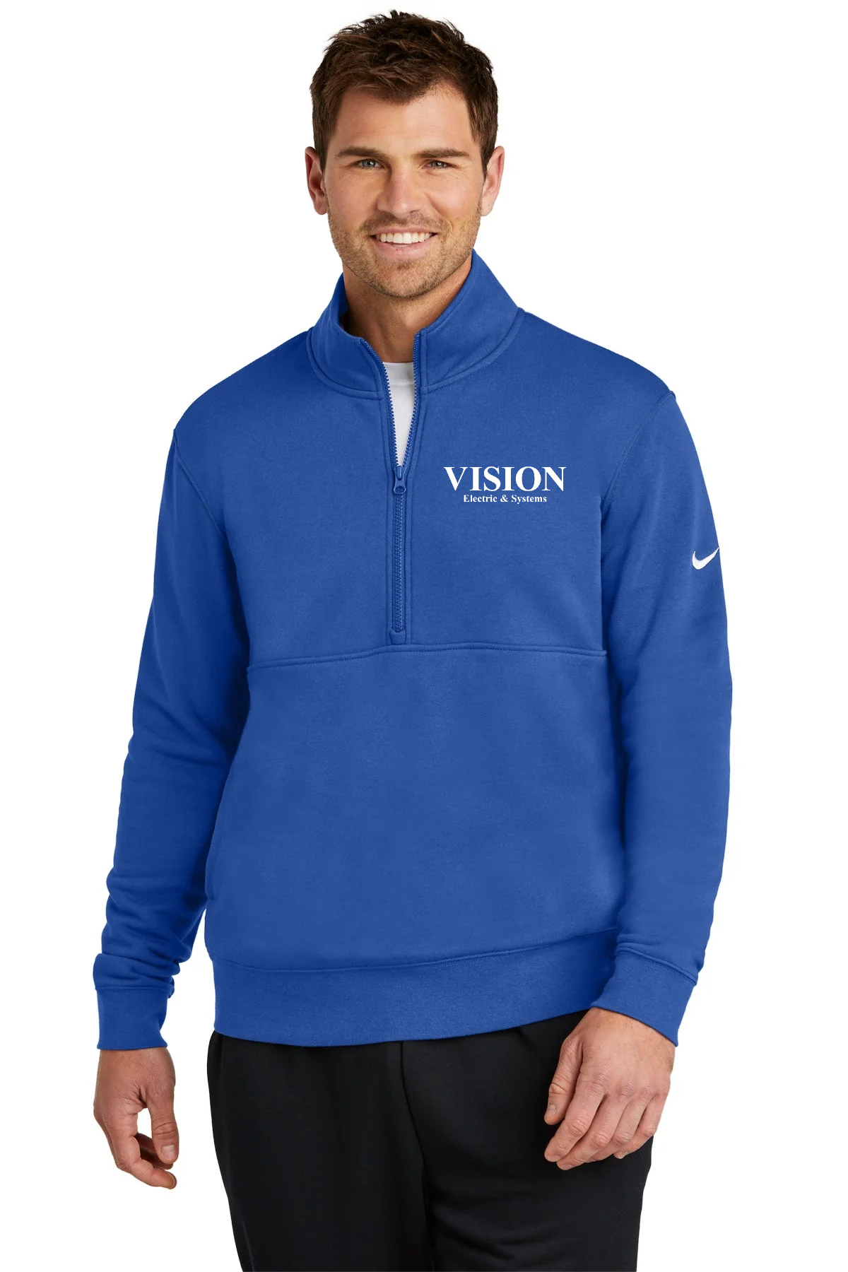 Nike Club Fleece Custom Quarter-Zips, Game Royal [Vision Electric and Systems]