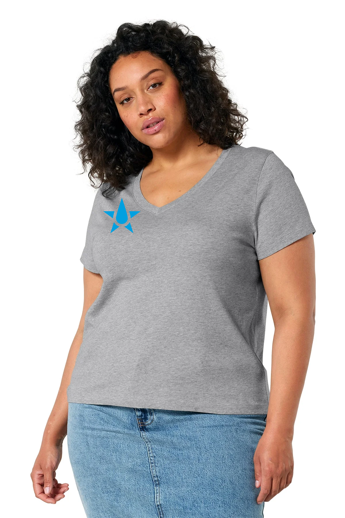 Stanley Stella Women’s Isla V-Neck Custom Tee's, Heather Grey [PureStar]