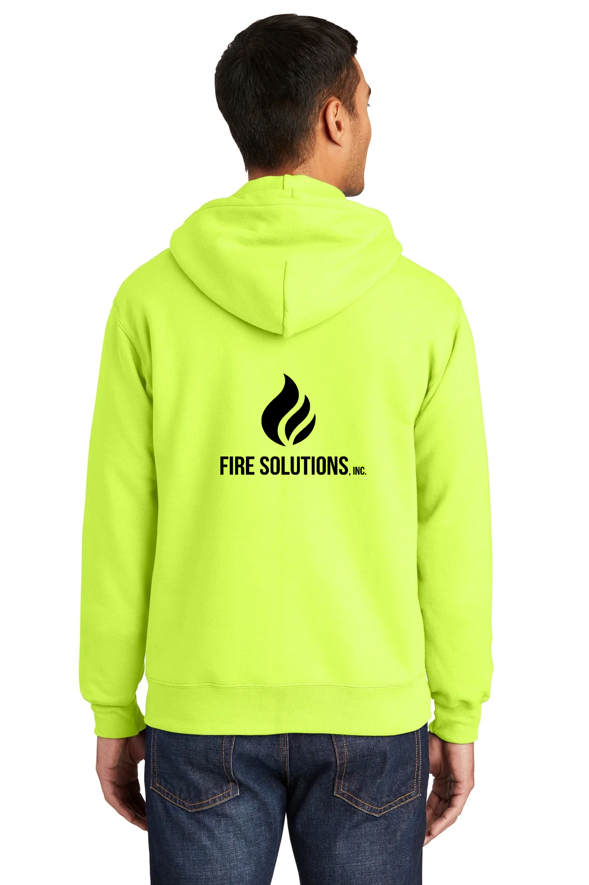 Port & Company Essential Fleece Branded Zip Hoodies, Safety Green [Fire Solutions]