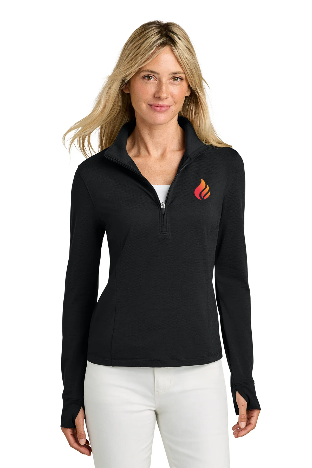 TravisMathew Womens Onward Custom 1/2-Zips, Black [Fire Solutions]
