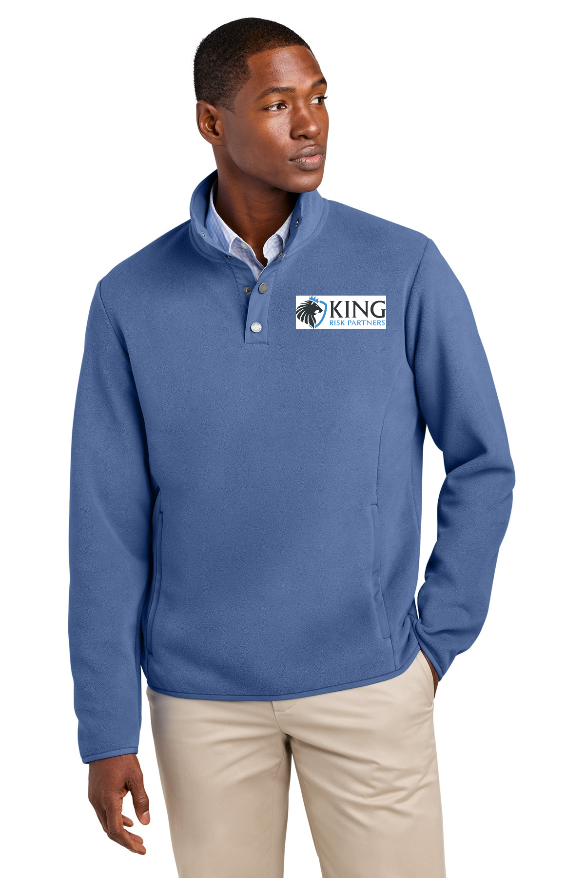 Brooks Brothers Fleece Custom 1/4-Snap Neck, Charter Blue [King Risk Partners]