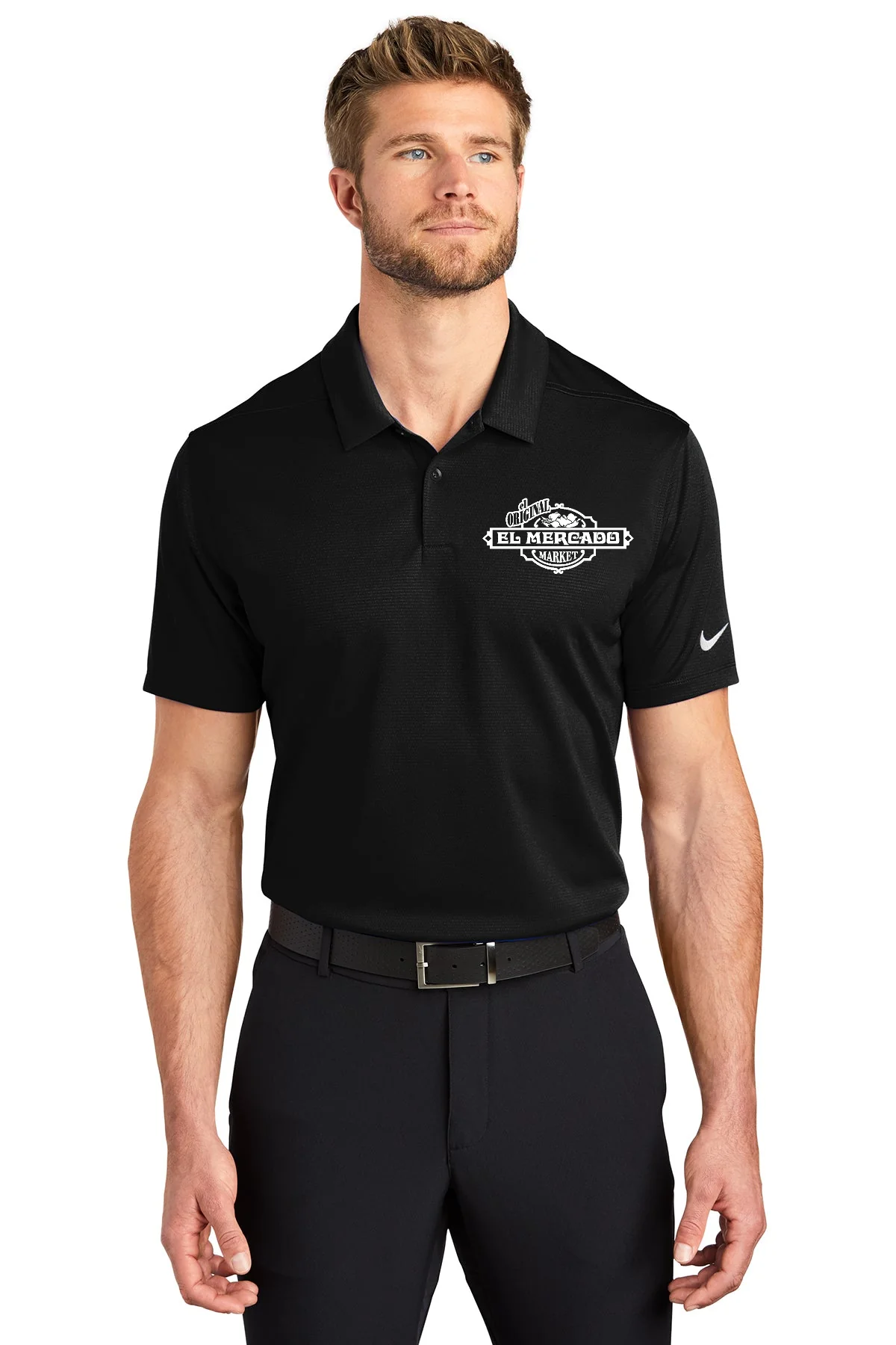 Nike Dry Essential Customized Polos, Black [El Mercado Market]