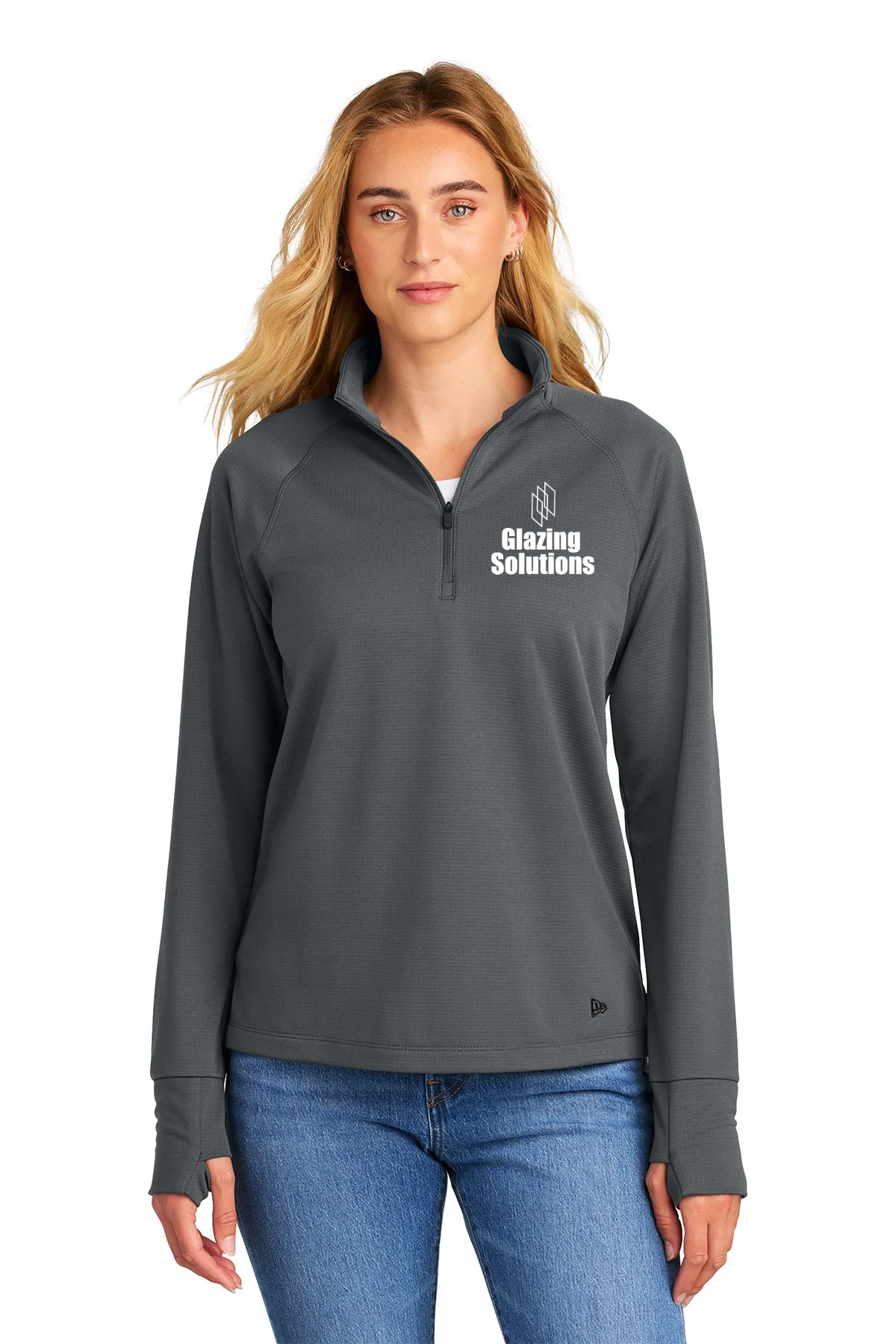 New Era Womens Stand Out Custom 1/4-Zips, Graphite [Glazing Solutions]