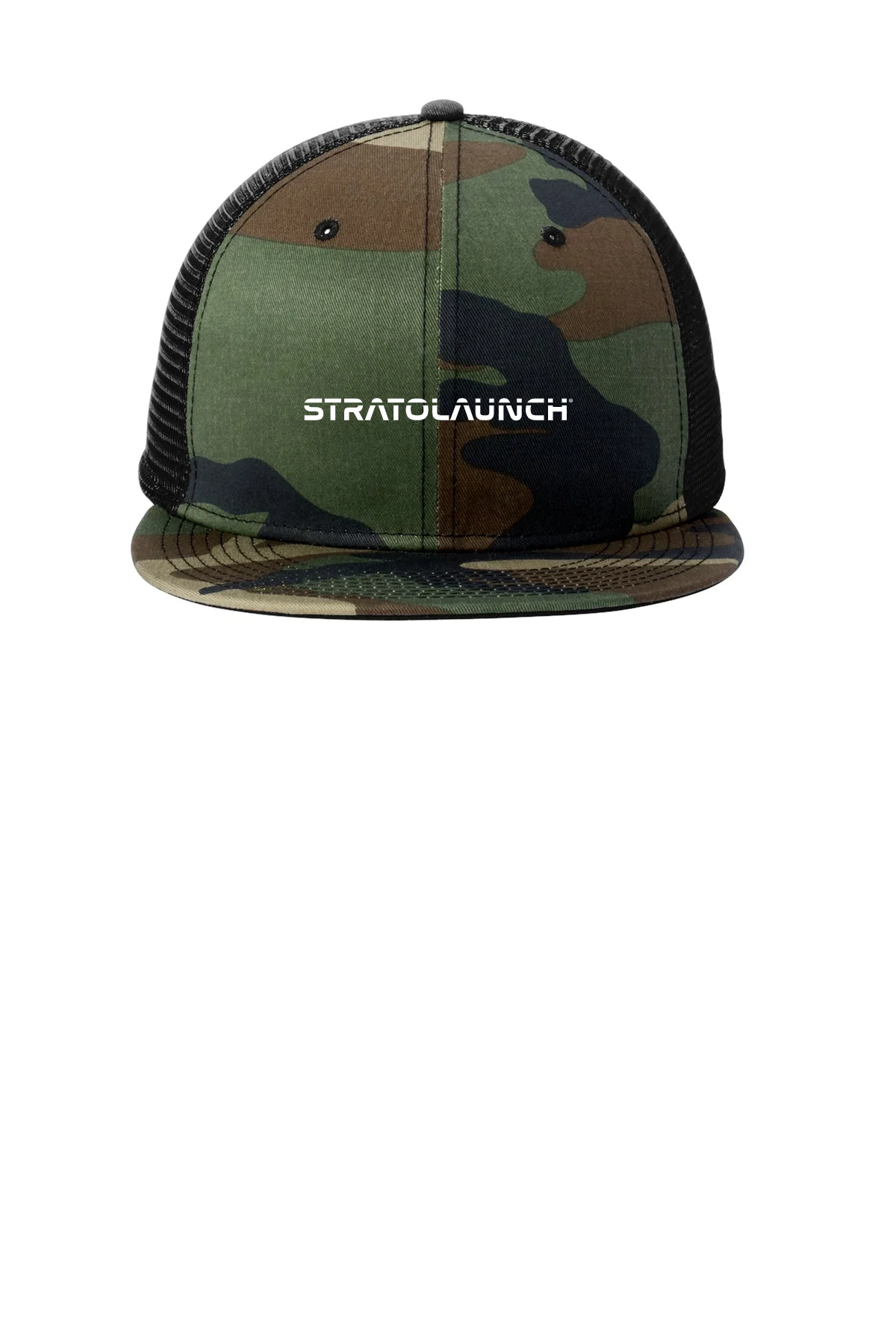 New Era Standard Fit Trucker Caps, Camo/ Black [Stratolaunch]