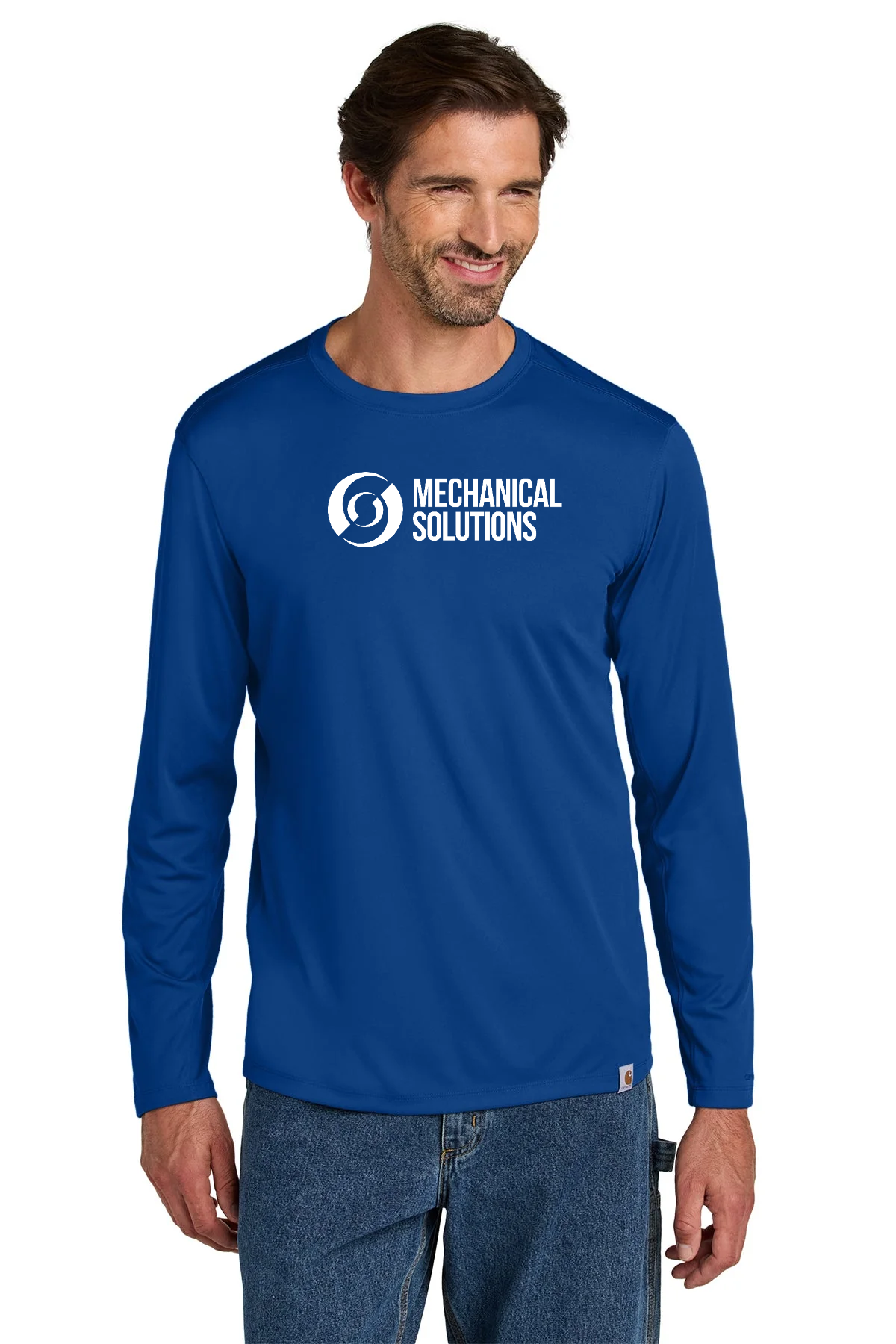 Carhartt Force Sun Defender Long Sleeve Custom T-Shirts, Royal Glass Blue [Mechanical Solutions]