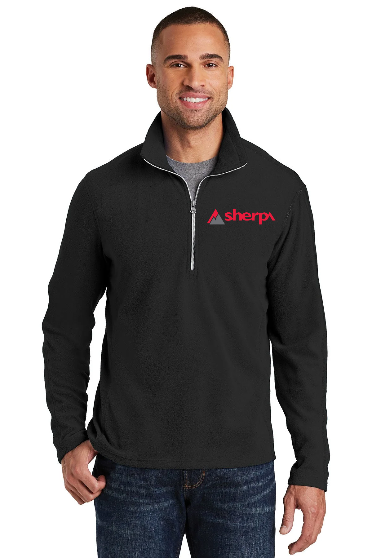 Port Authority Microfleece 1/2-Zip Customized Pullovers, Black [Sherpa LLC]